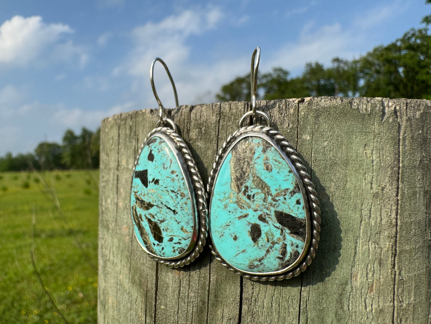Smoky Blue Kingman turquoise earrings