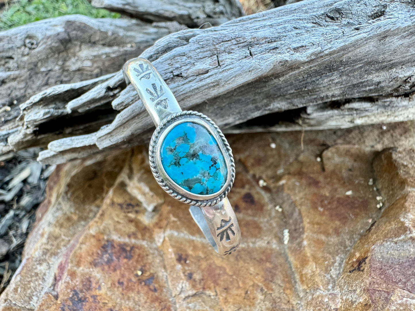 Kingman turquoise stacker cuff bracelet