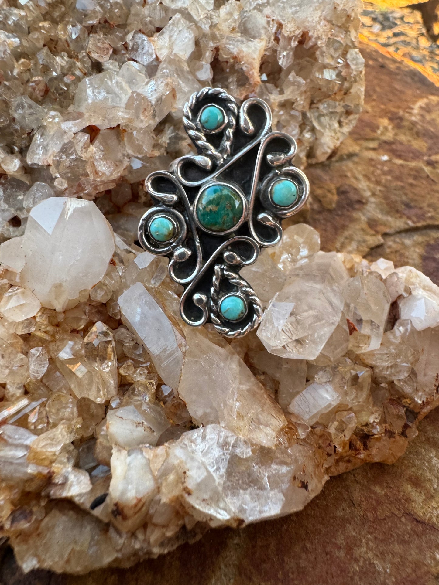 Filigree Turquoise Statement ring size 6