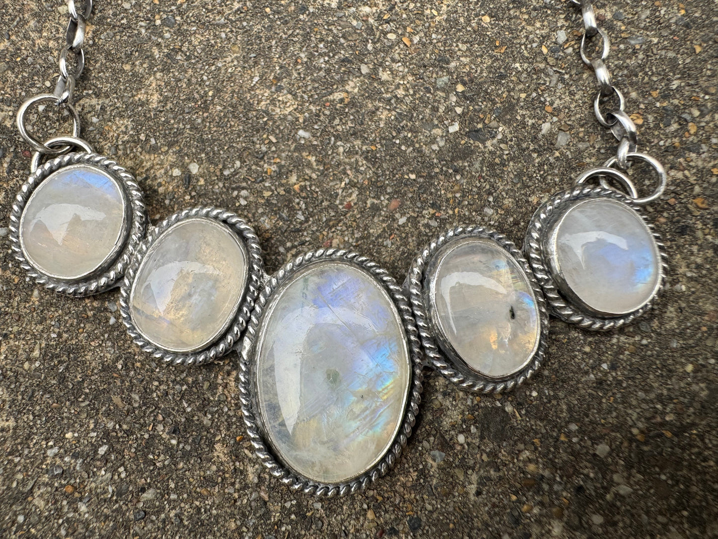 Moonstone bib necklace