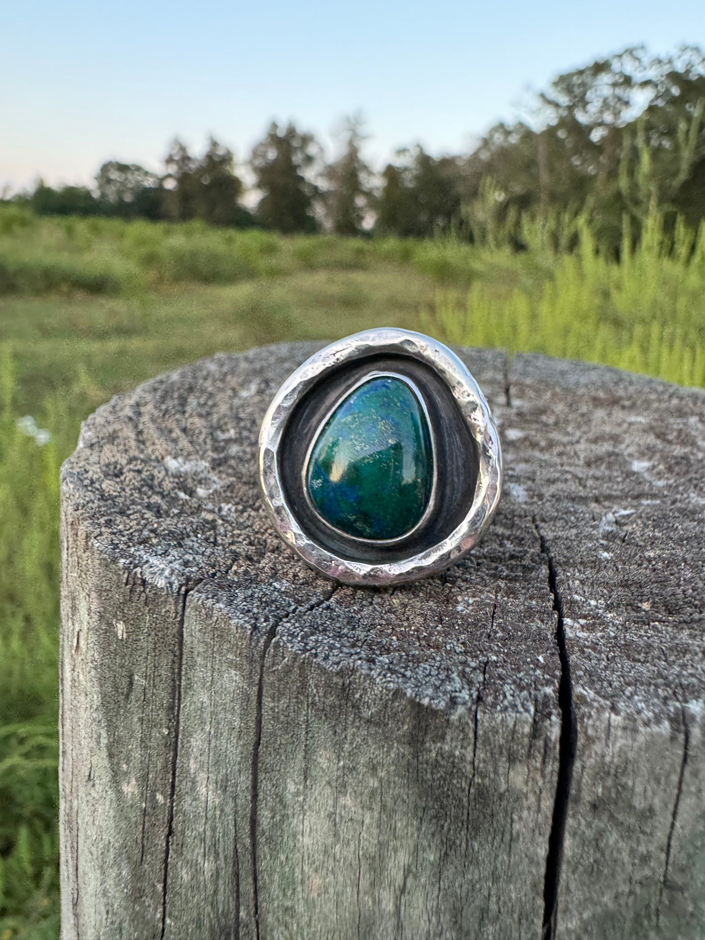 Azurite Malachite shadowbox ring size 9