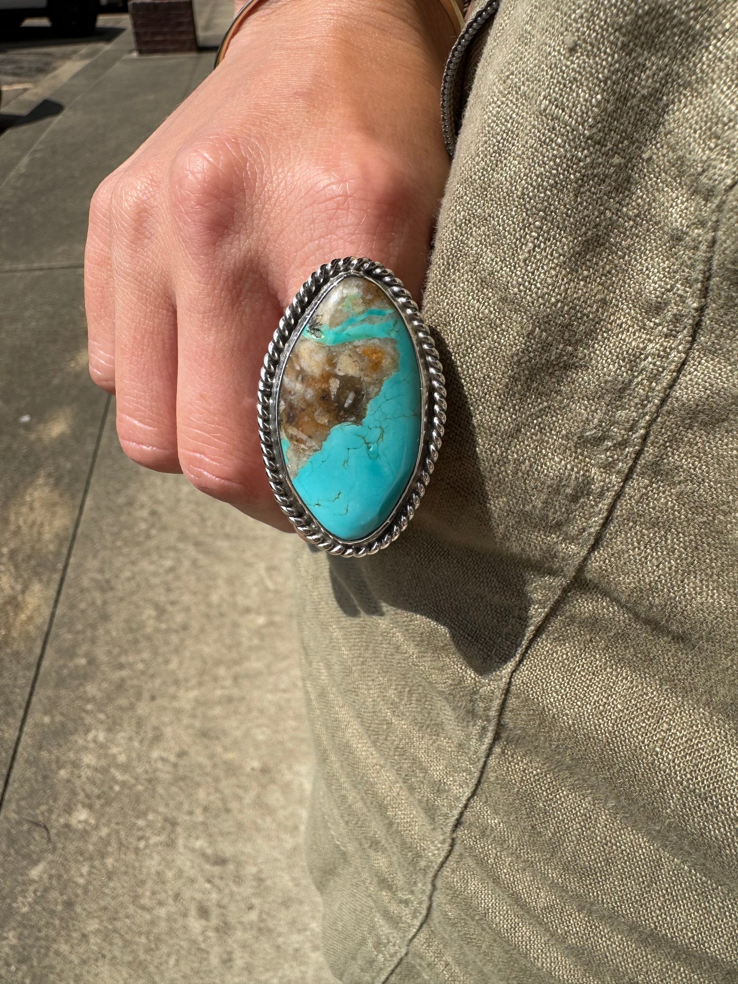 Chunky turquoise ring size 8