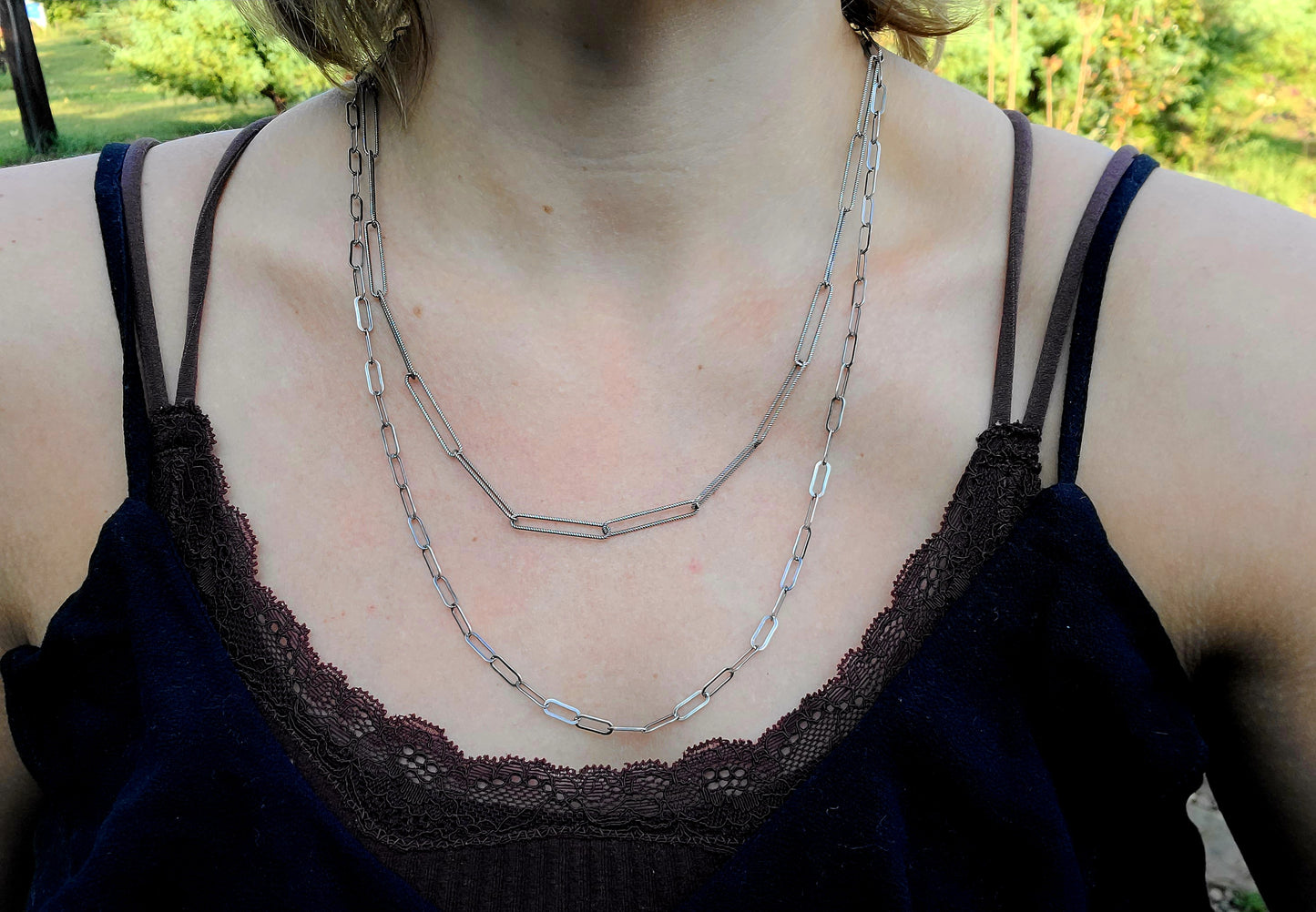 Sterling silver paper clip chain