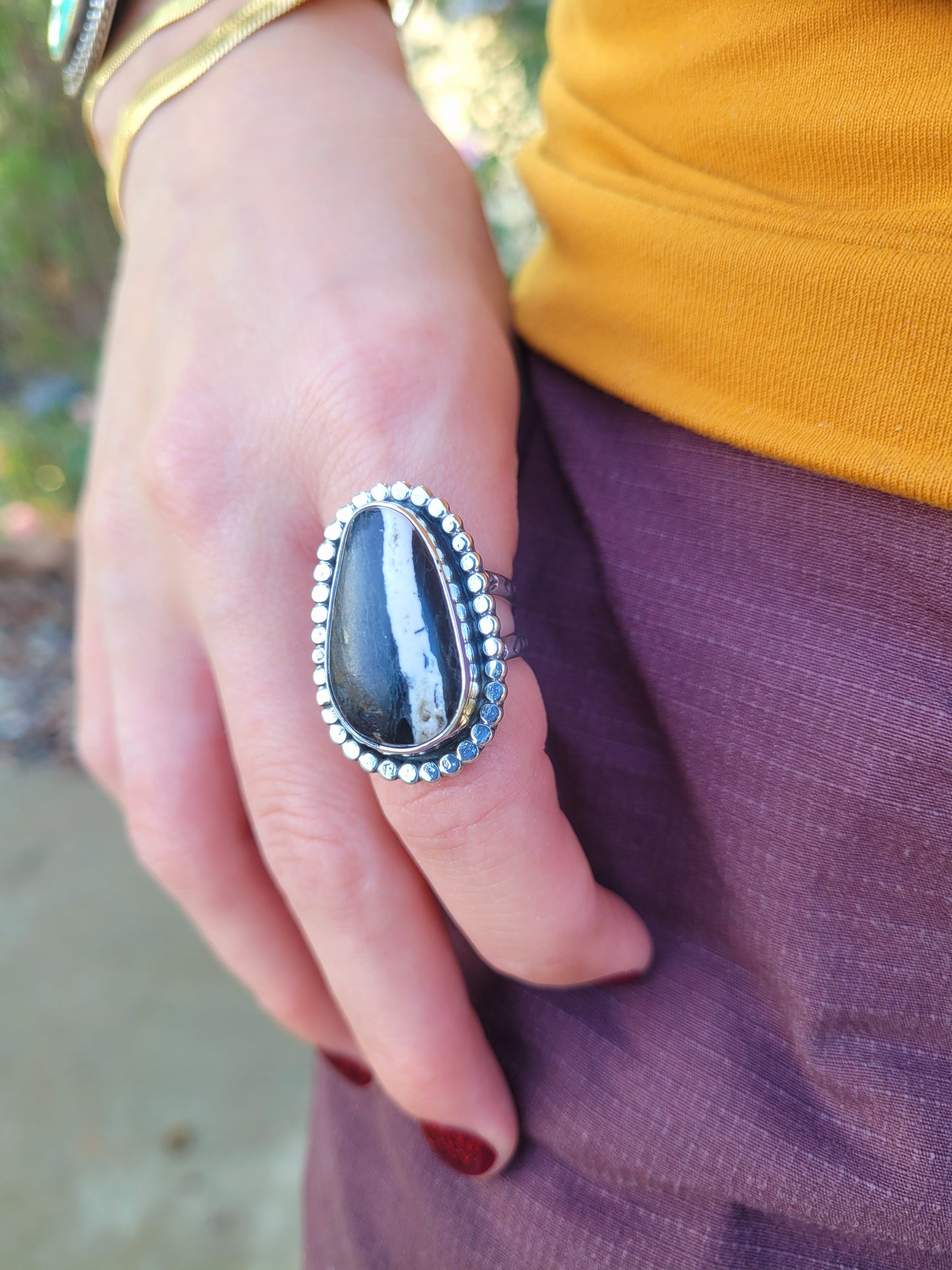 White Buffalo Turquoise ring size 6.25