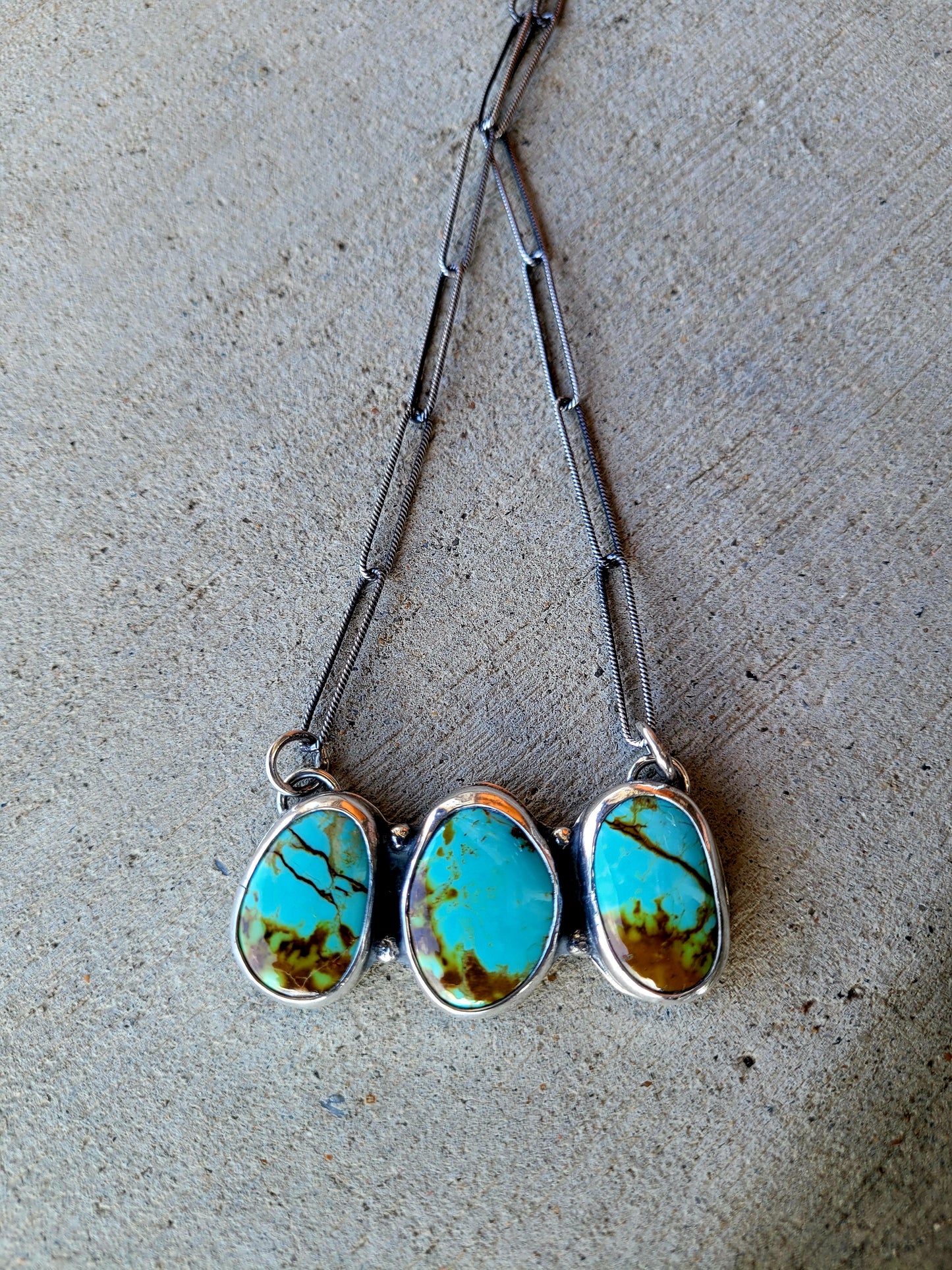 Three stone Kingman Station Necklace