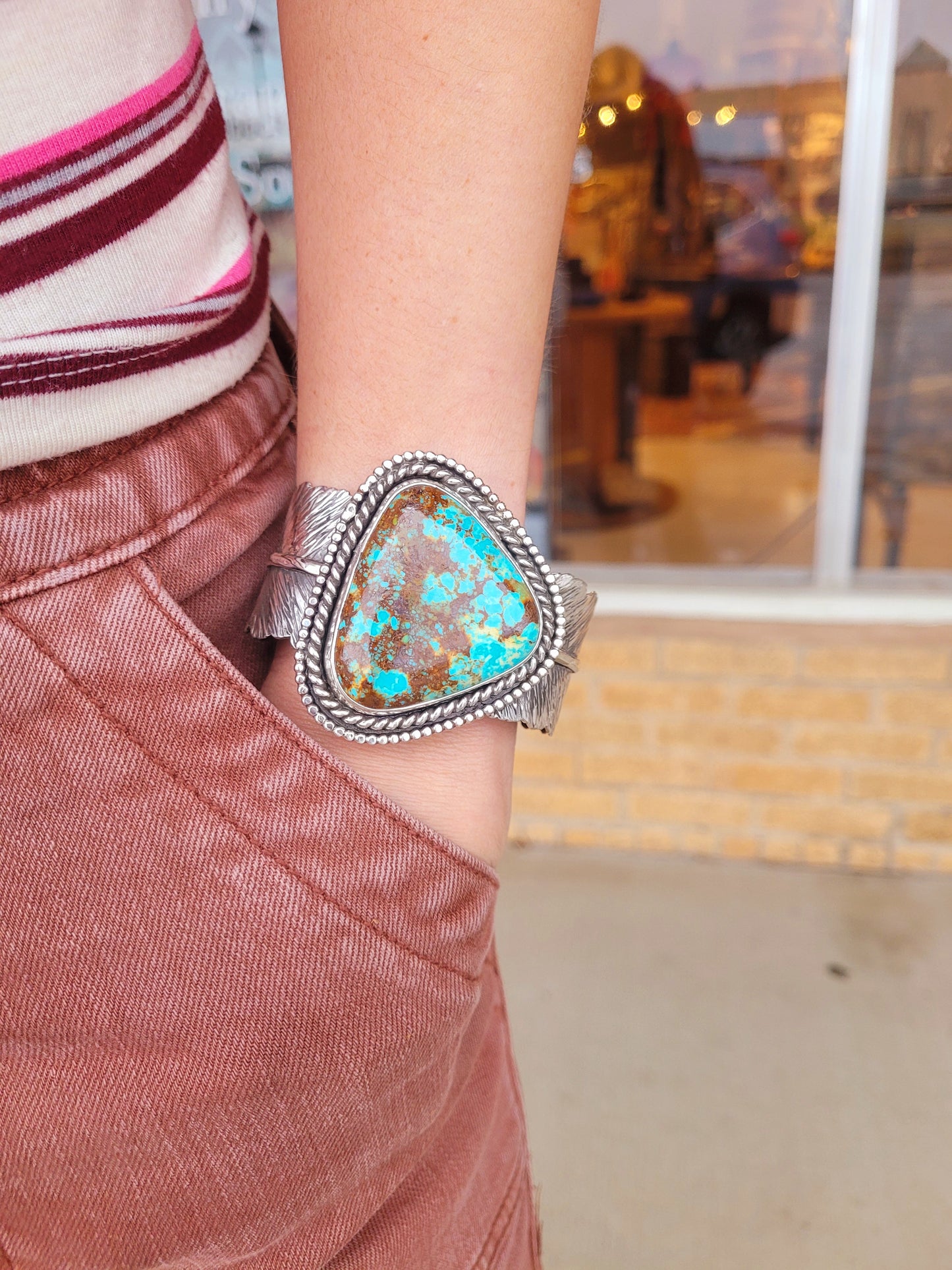 Royston turquoise Feather Cuff
