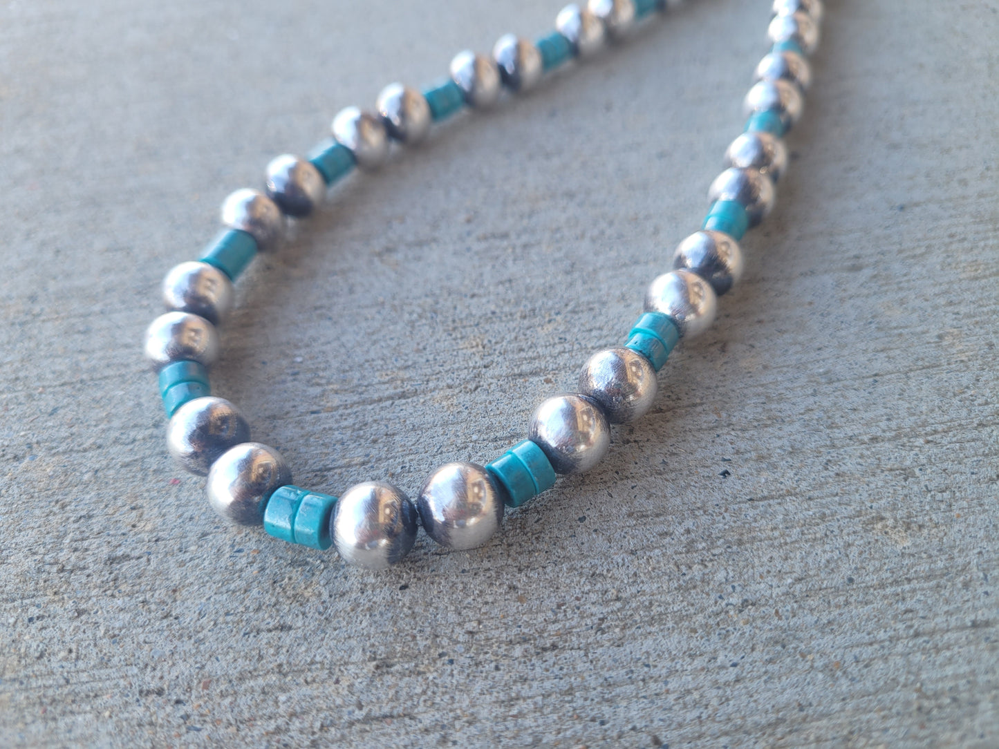 Navajo pearl and turquoise necklace 22 inches
