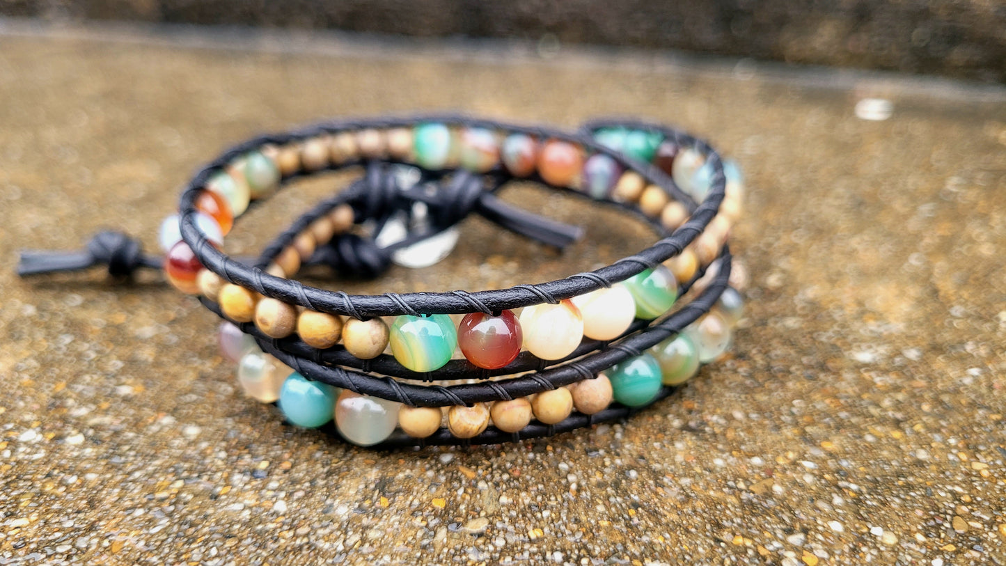 Agate and Jasper Wrap bracelet