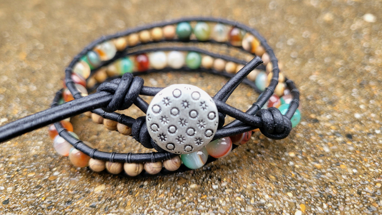 Agate and Jasper Wrap bracelet