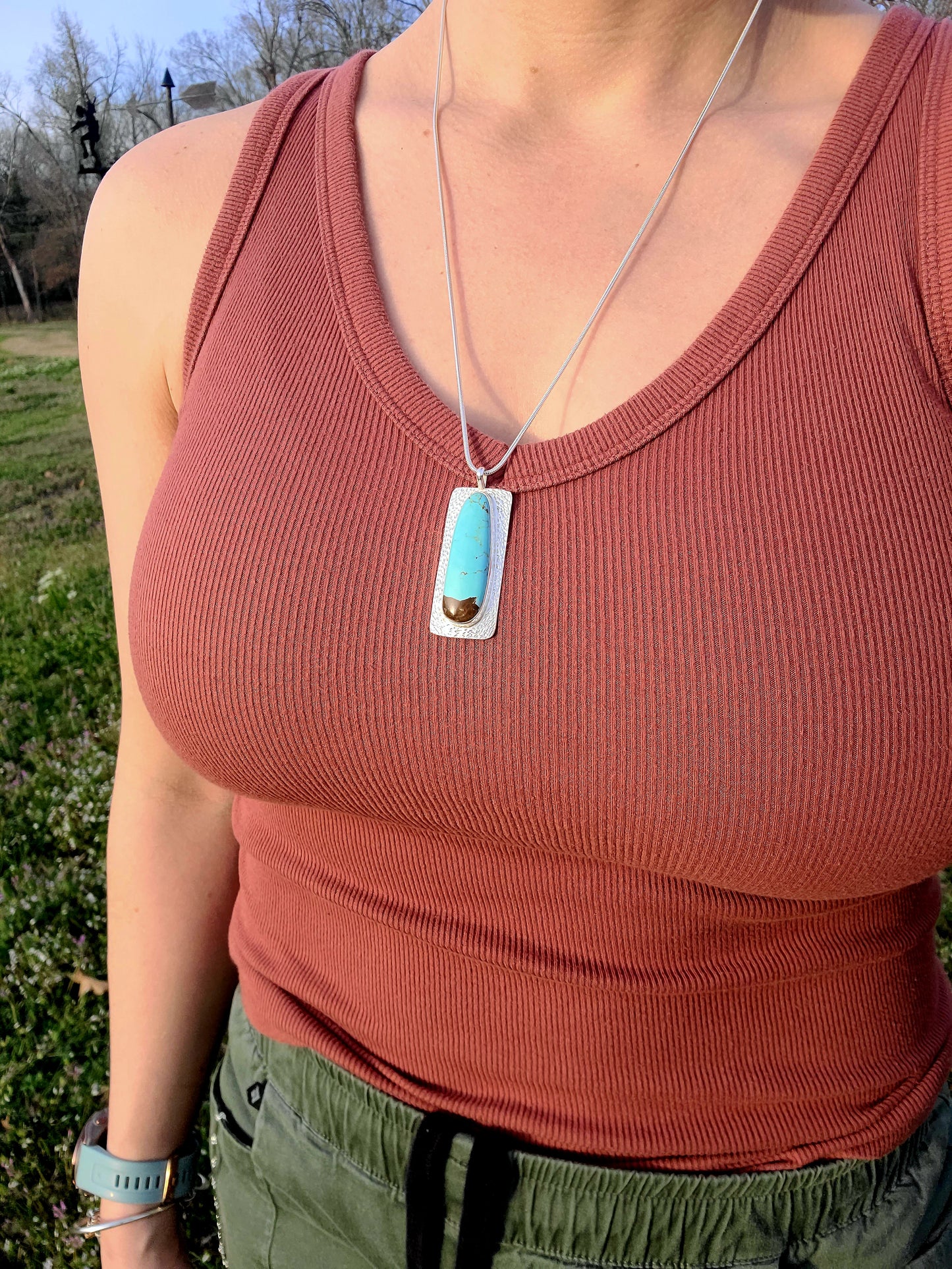 Number Eight Turquoise Rustic Textured Pendant