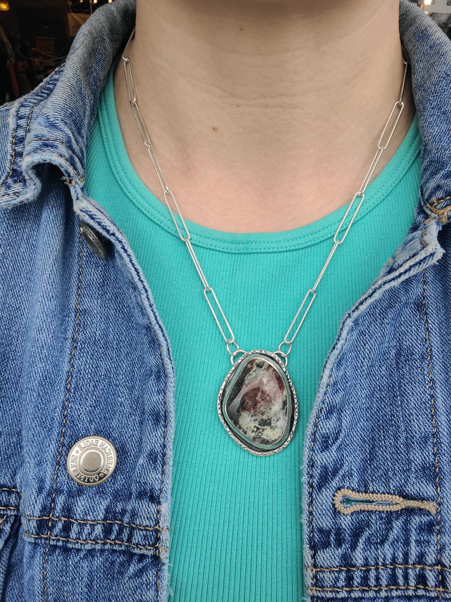 Jasper Beach stone pendant