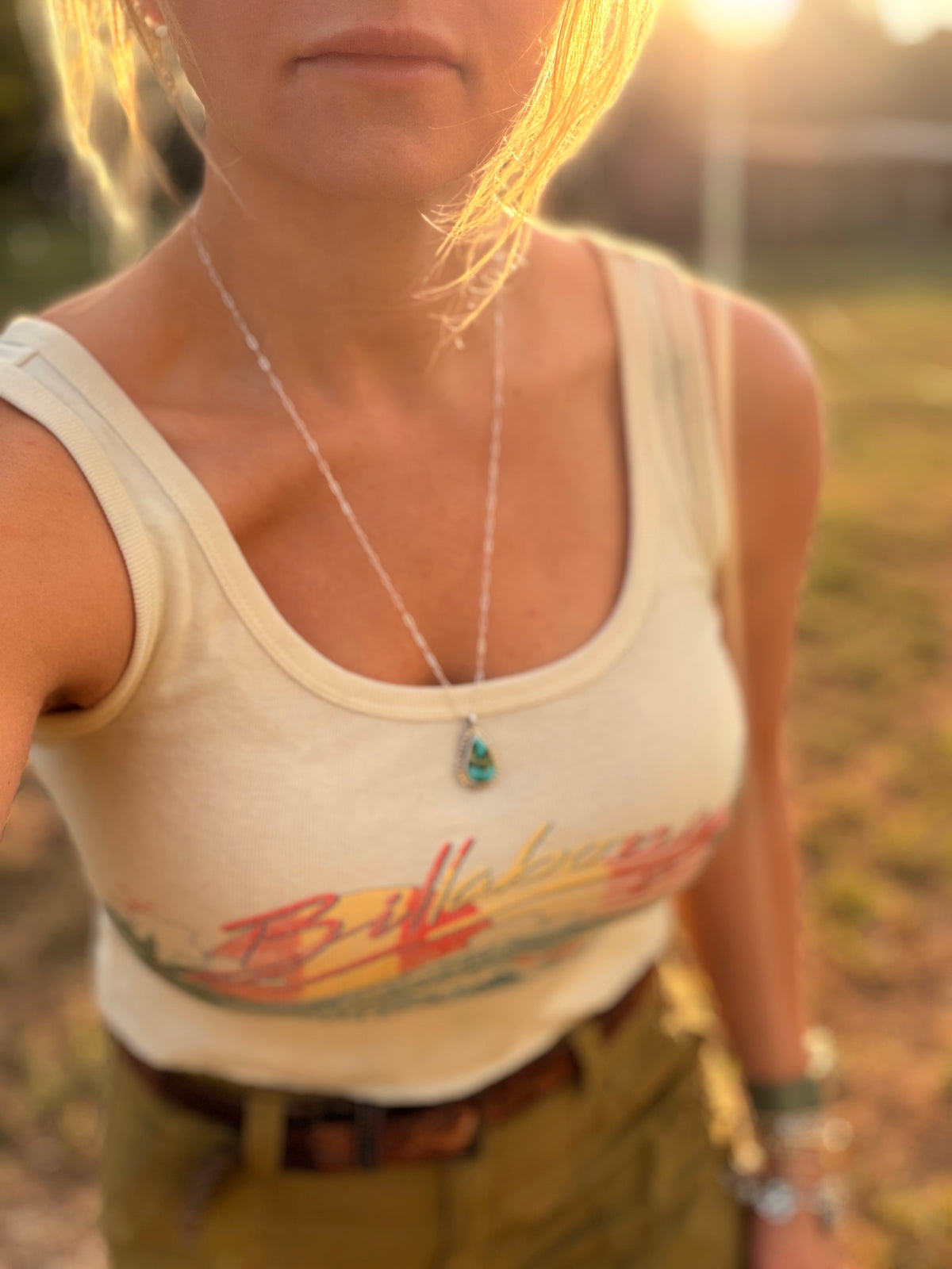 Teardrop Sonoran Gold turquoise Necklace