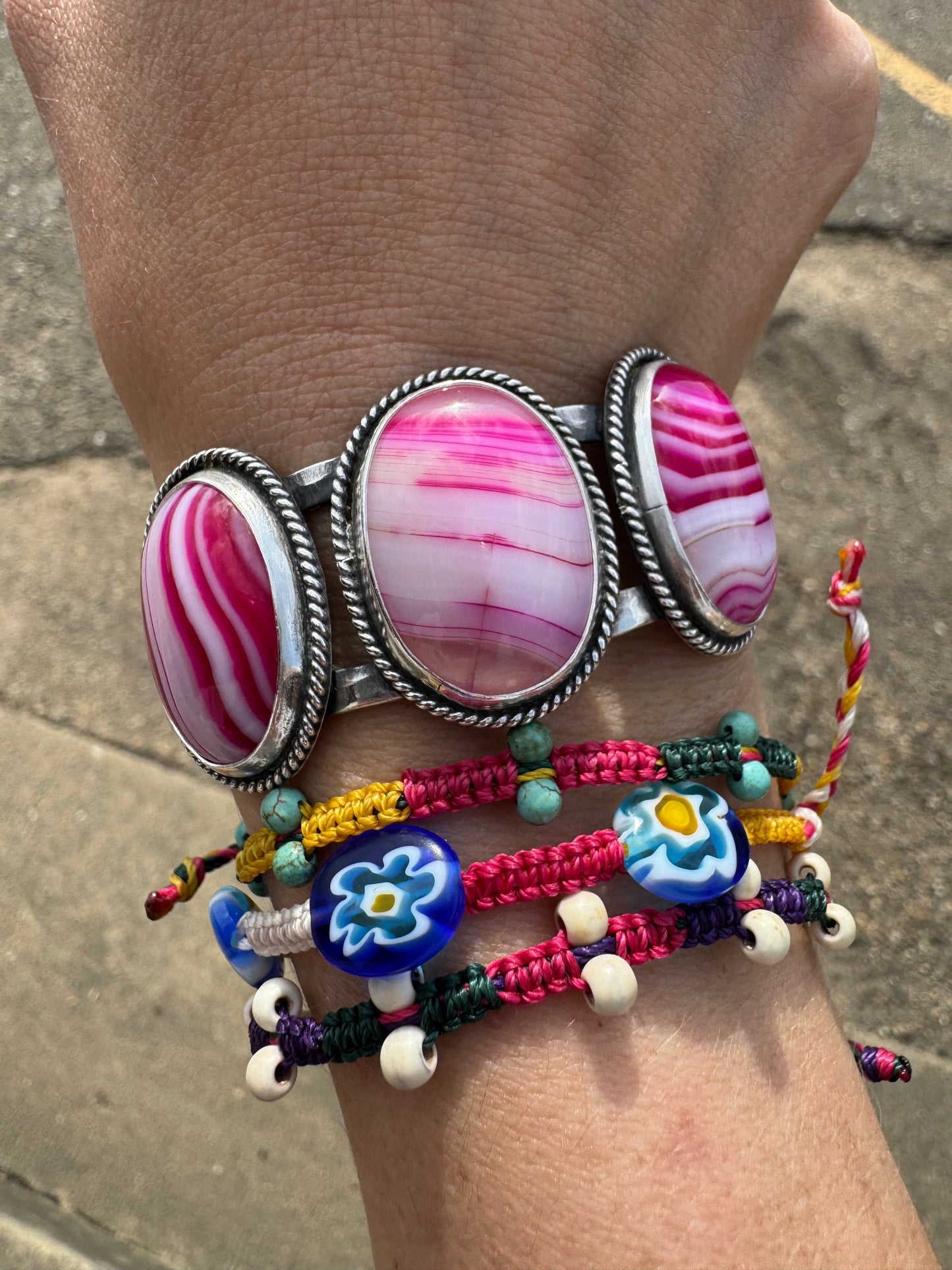 Pink Agate cuff