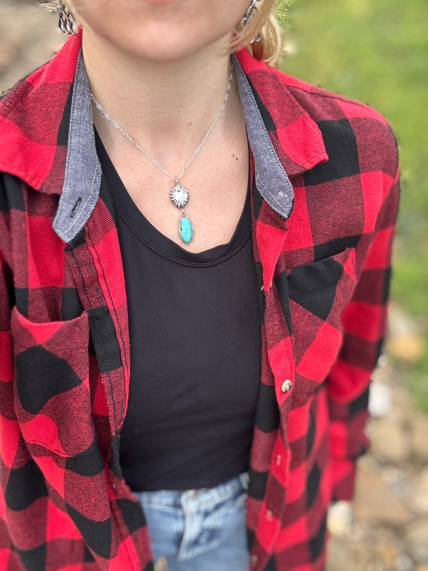 Handmade concho Turquoise pendant