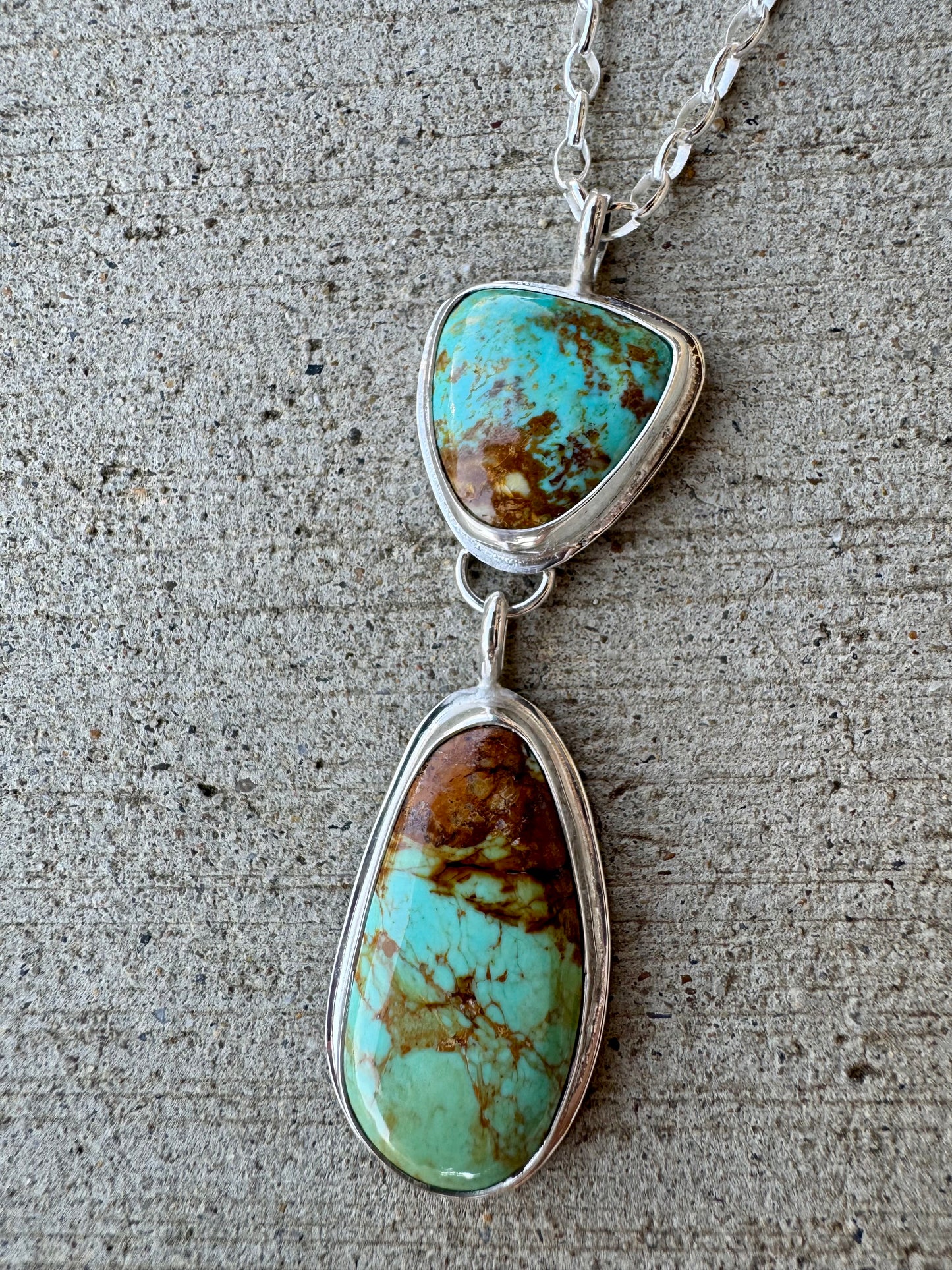 Two stone Turquoise statement Pendant