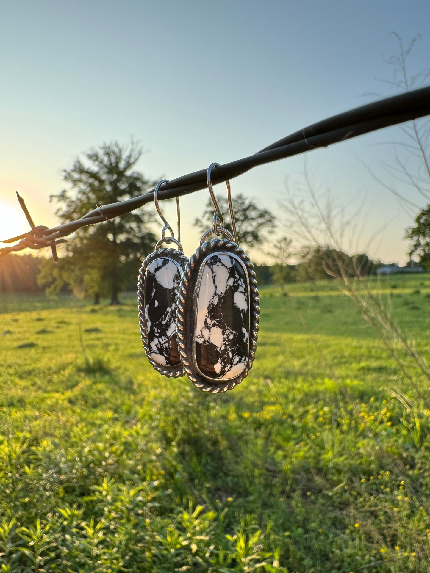 White Buffalo Turquoise Earrings