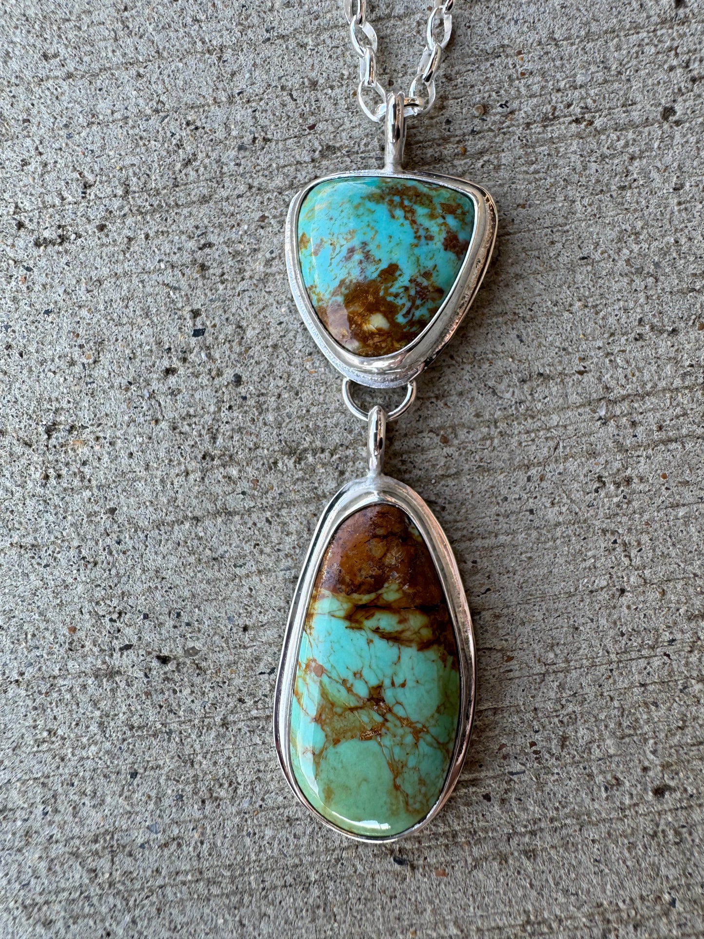 Two stone Turquoise statement Pendant