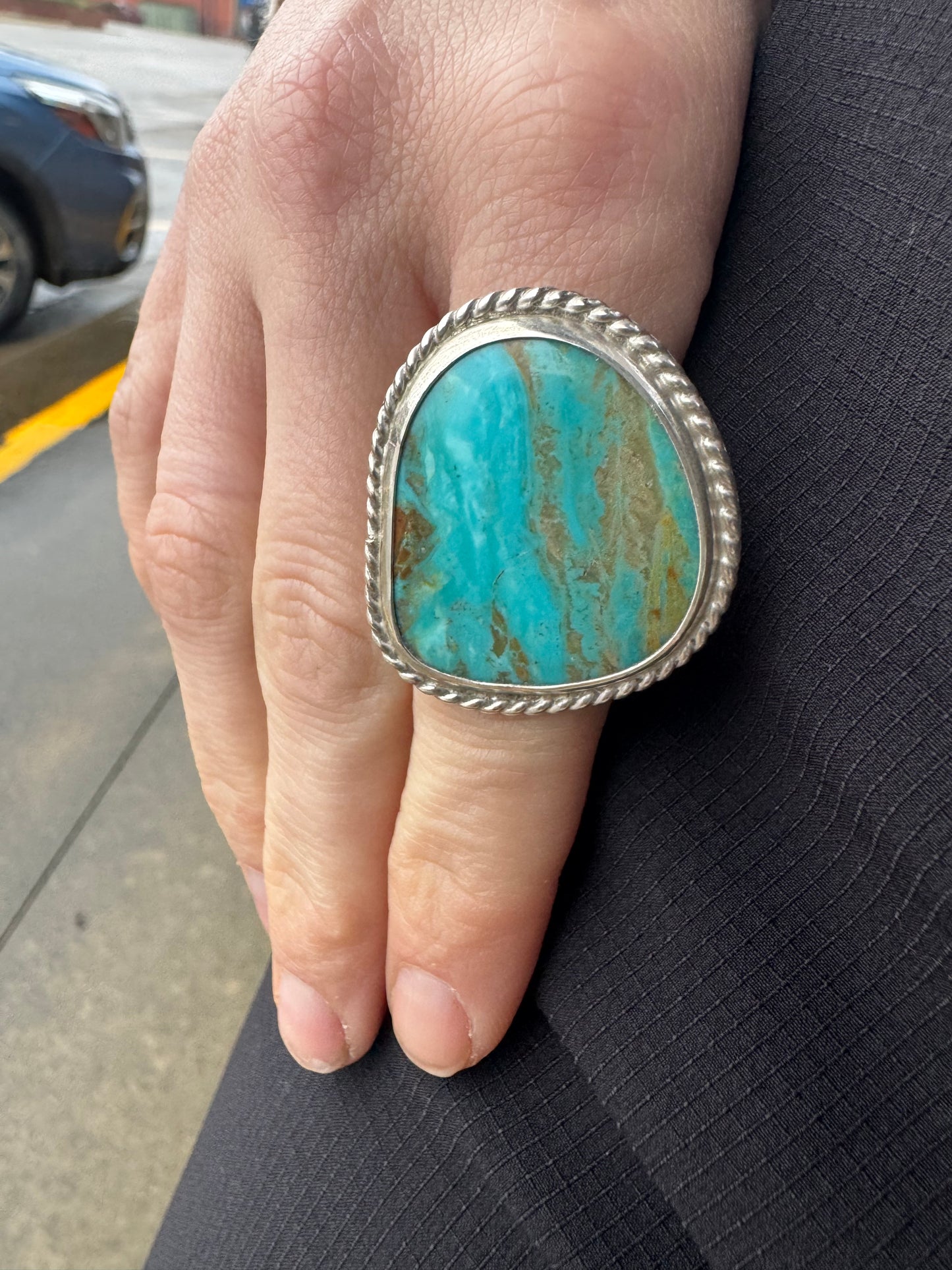 Kingman Turquoise Statement ring size 7