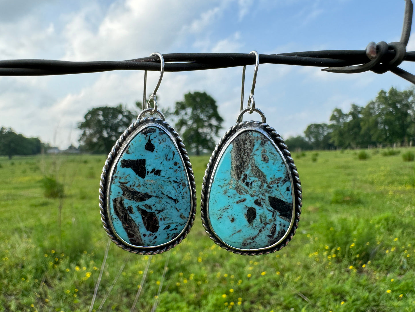 Smoky Blue Kingman turquoise earrings