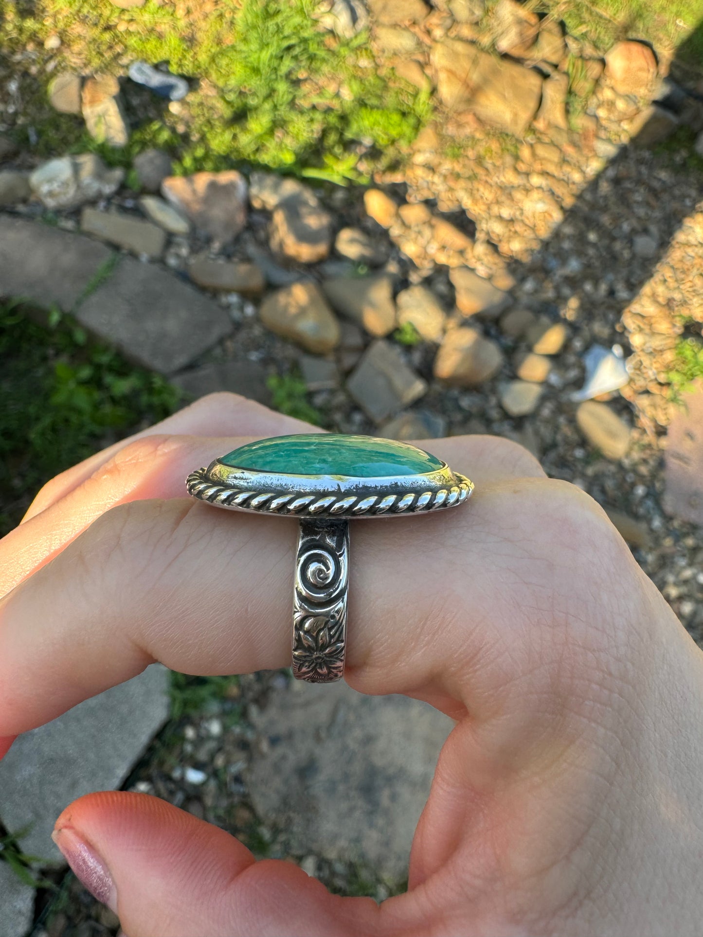 Green turquoise ring size 6.5