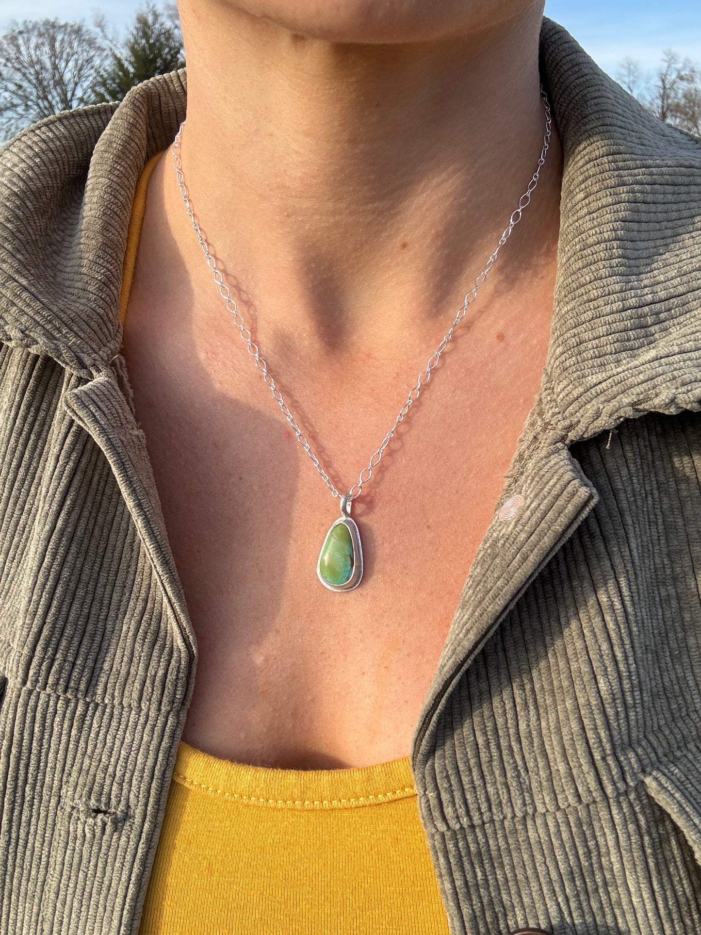 Green Kingman turquoise dainty pendant