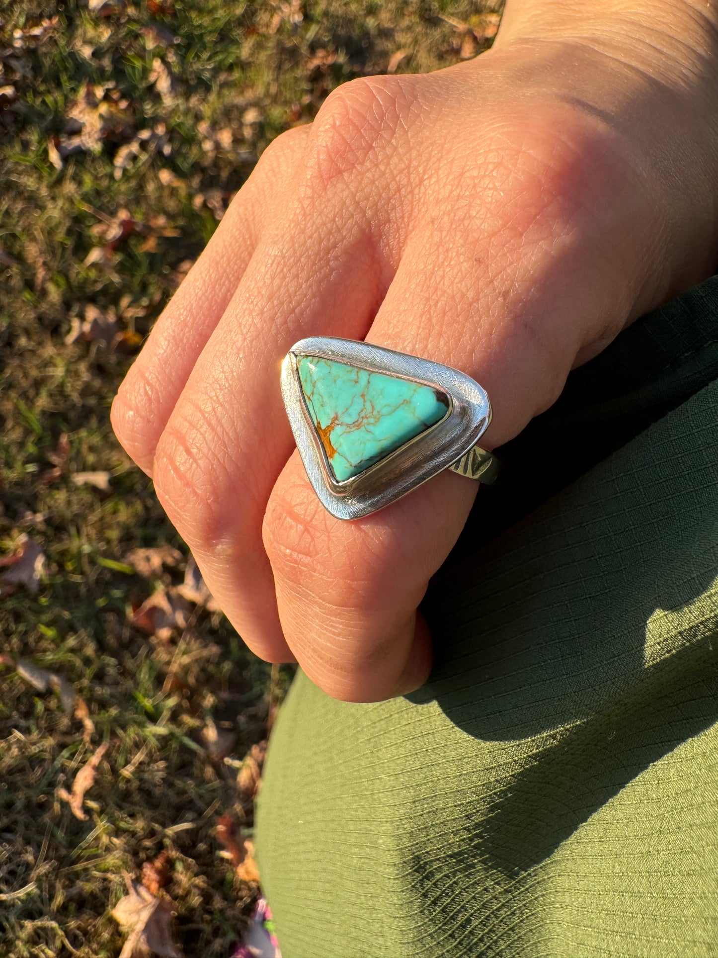 Triangle turquoise ring size 8