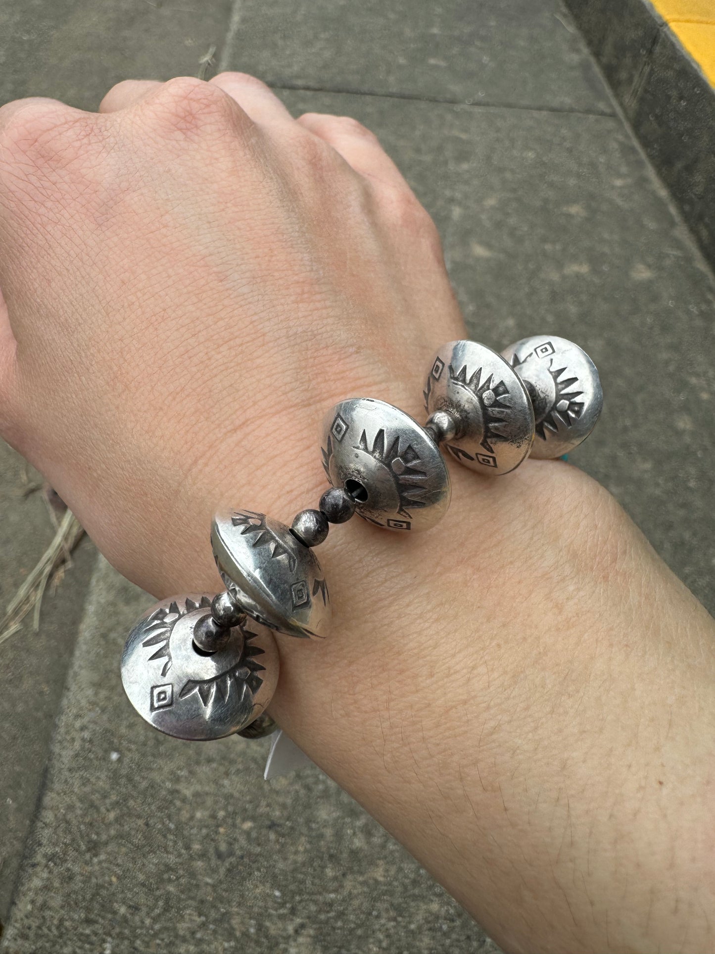 Handmade stamped Sterling silver Beads