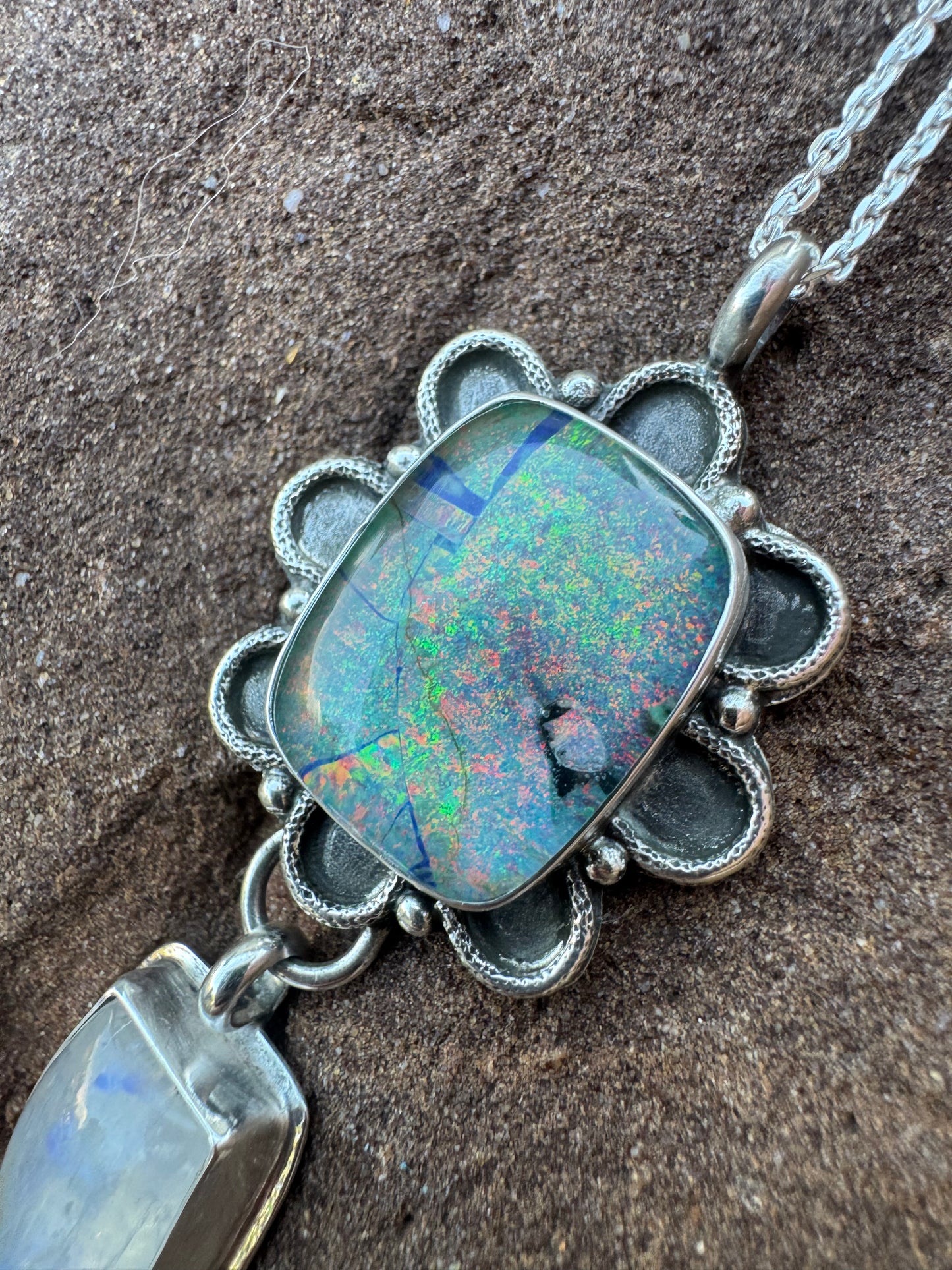 Monarch opal and Moonstone necklace