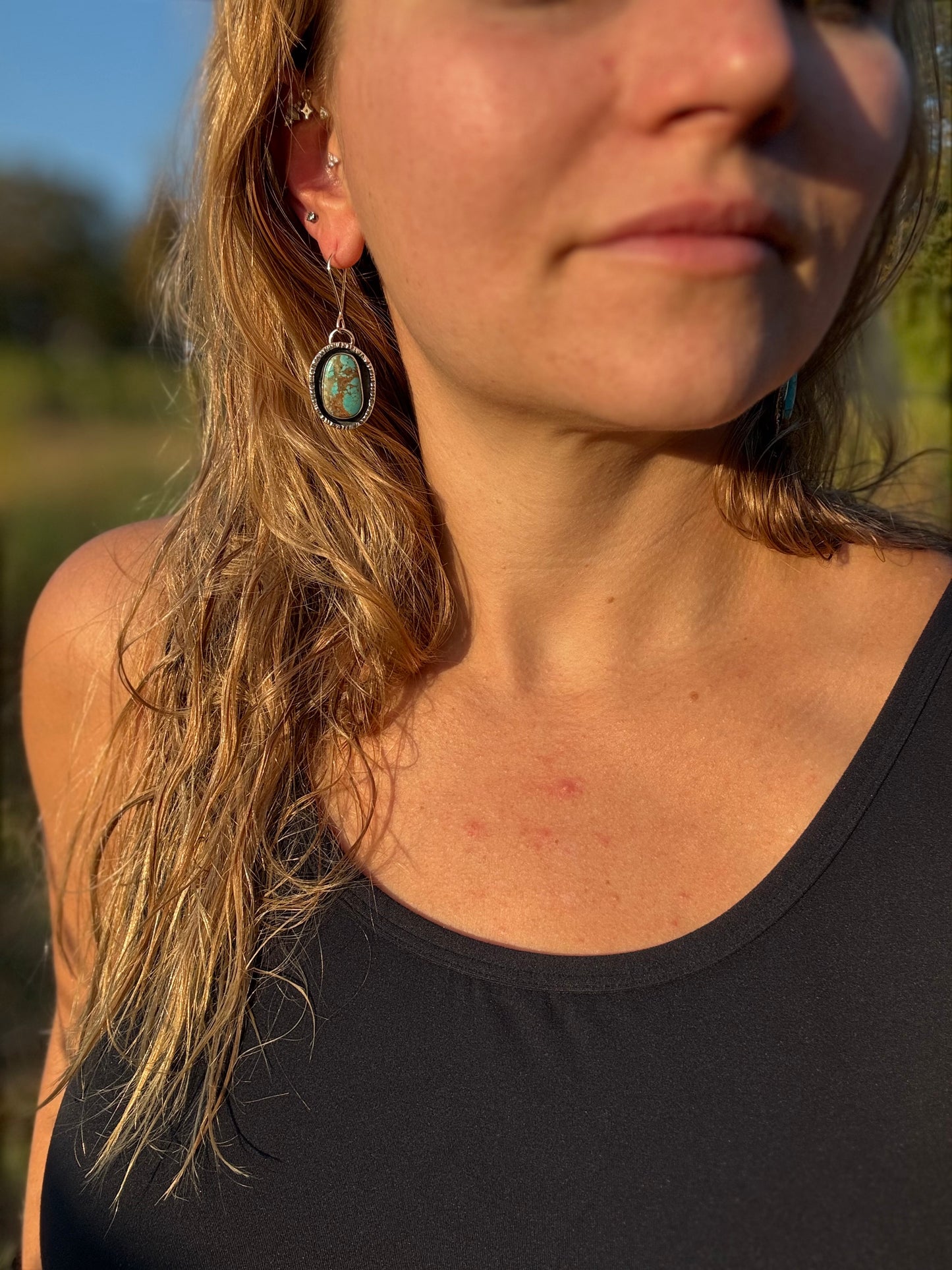 Oval Tyrone Turquoise Sterling Silver Earrings