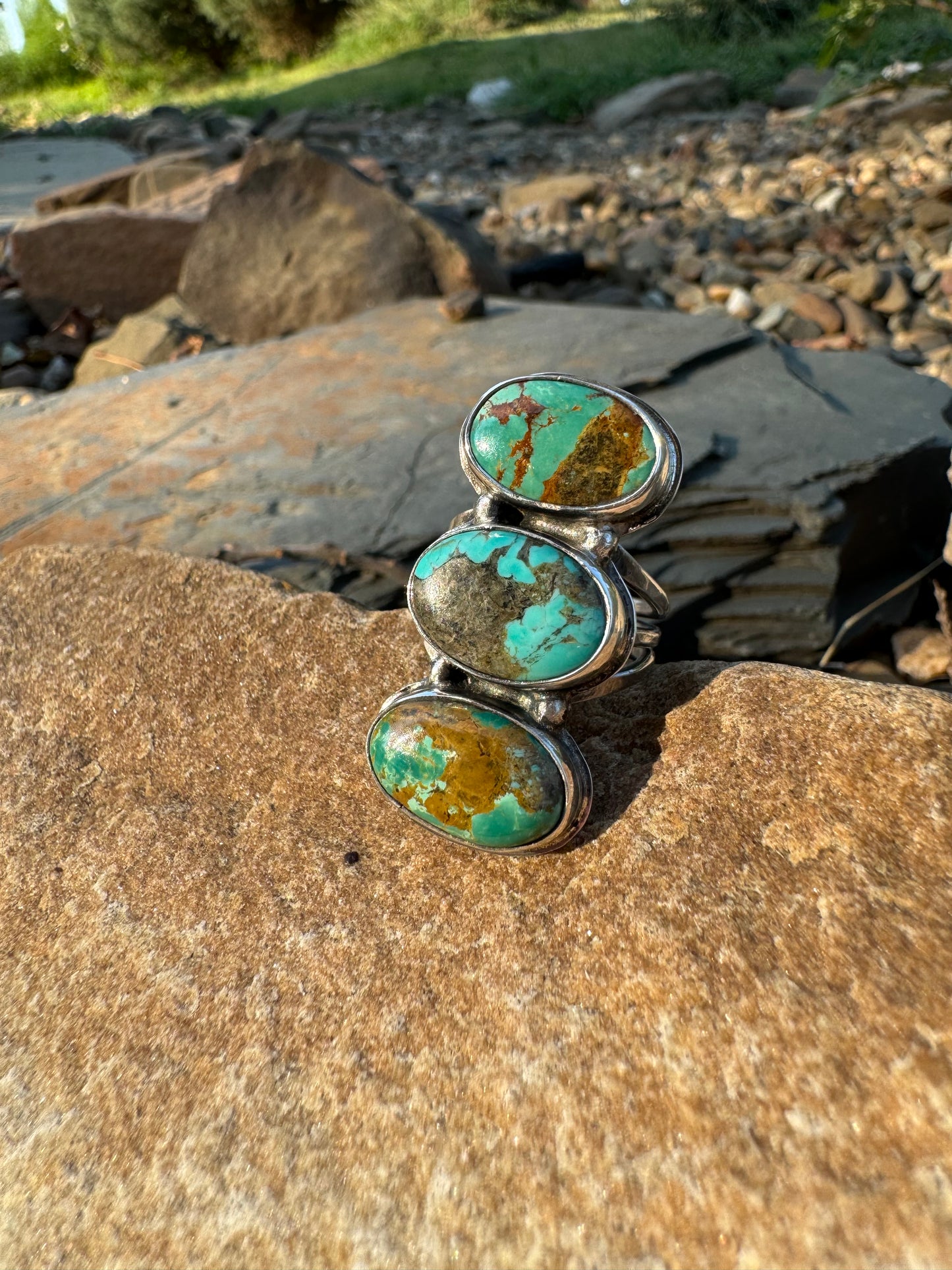 Tyrone Turquoise three stone ring size 8