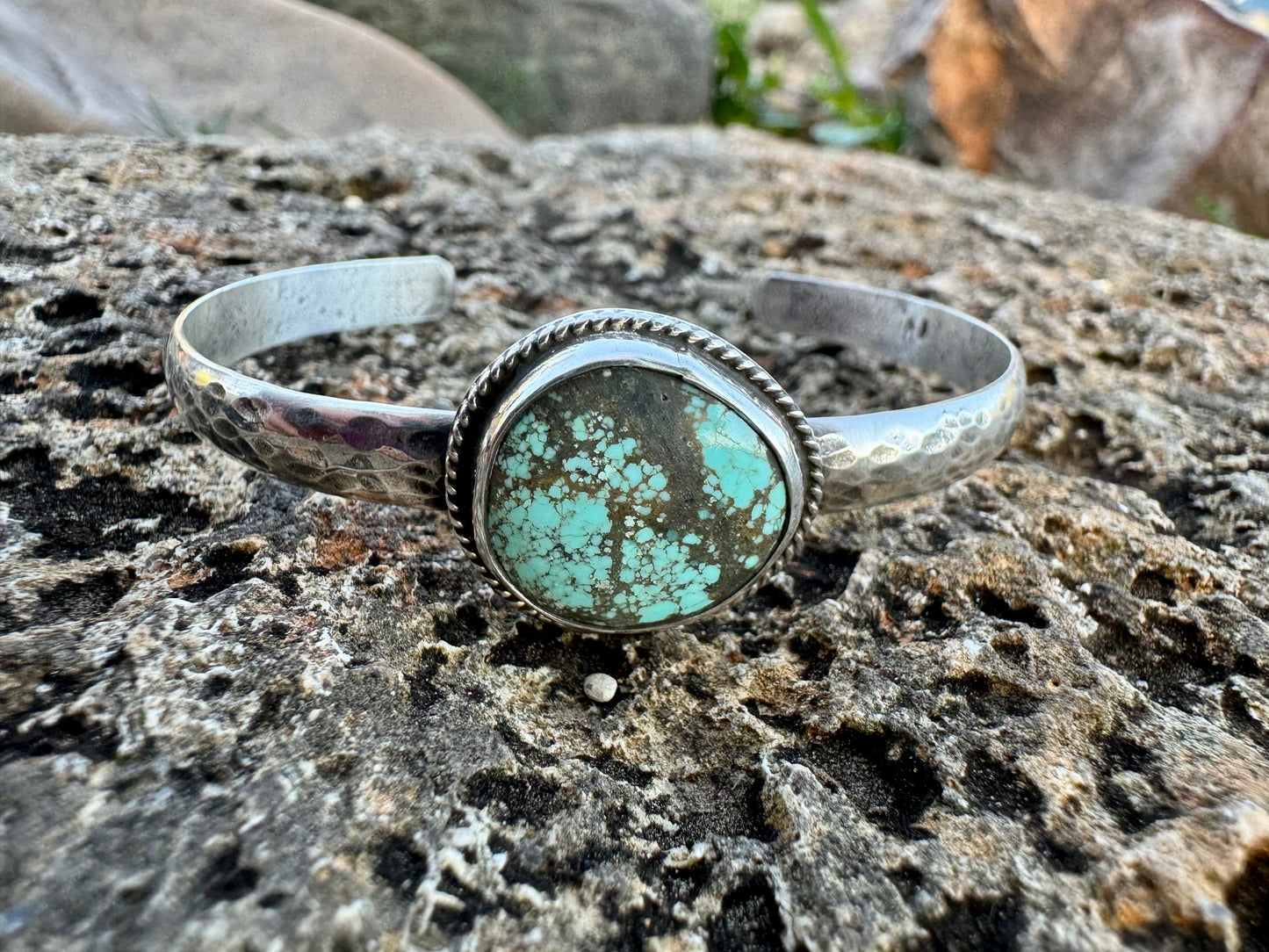 Number 8 turquoise stack cuff bracelet