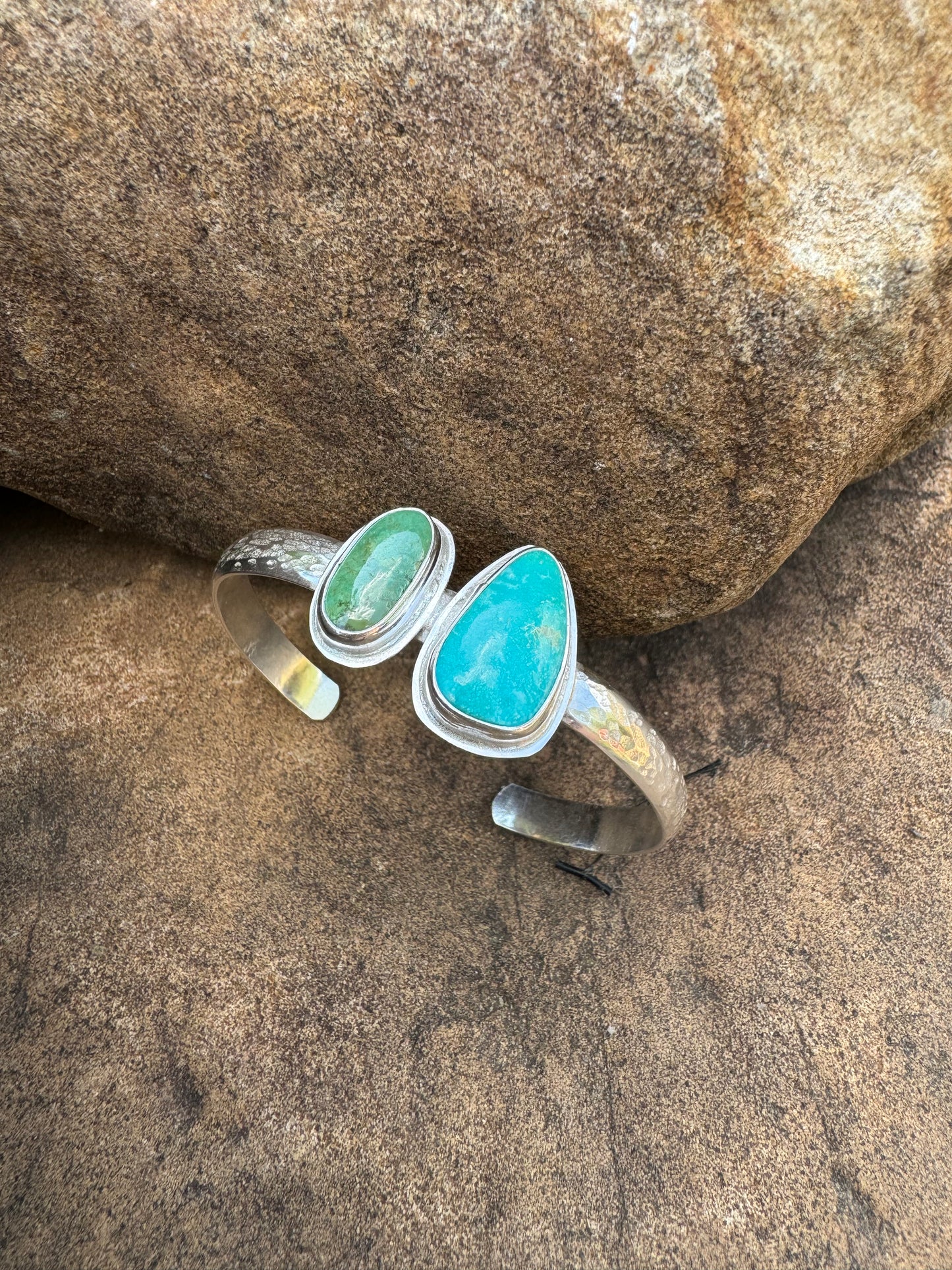 Two stone turquoise cuff bracelet