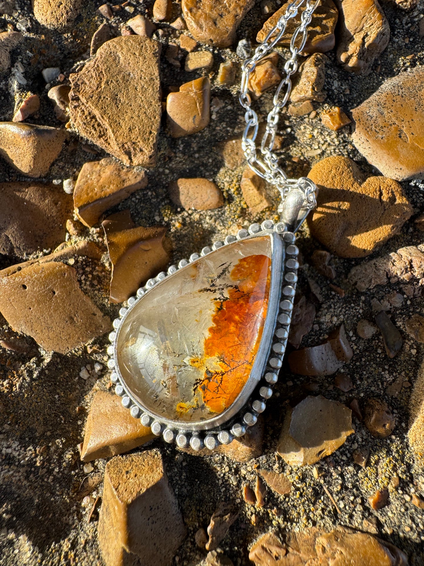 Dendritic Quartz pear shaped pendant