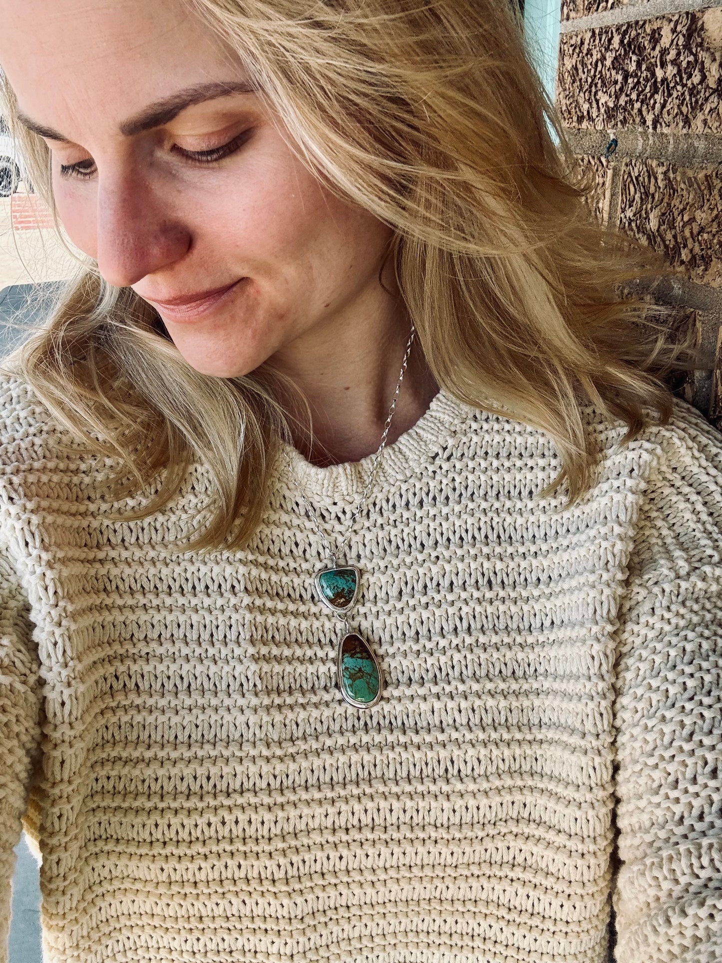 Two stone Turquoise statement Pendant
