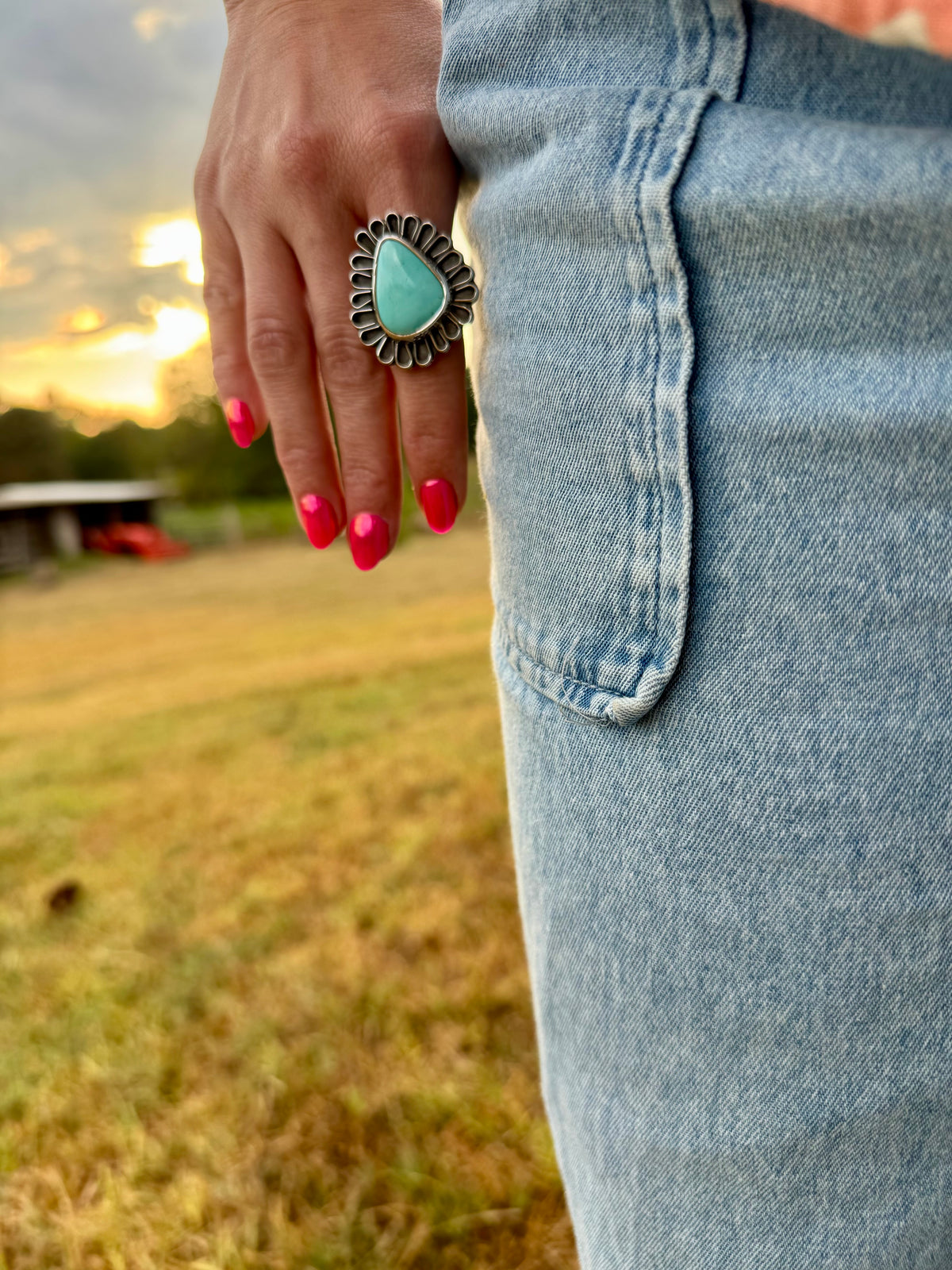 Tyrone turquoise Blossom ring size 7.5