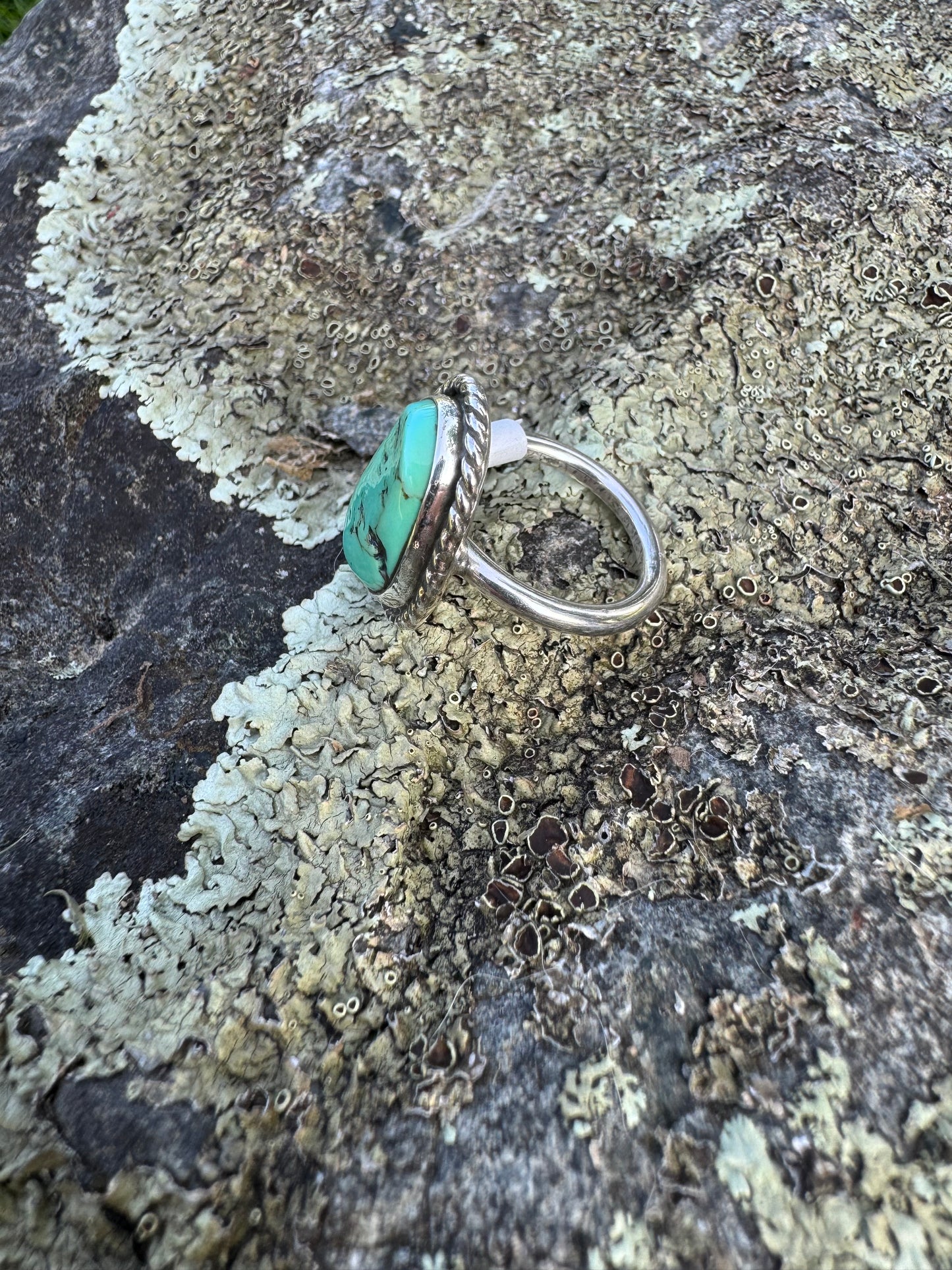 Rustic green turquoise ring size 7.5
