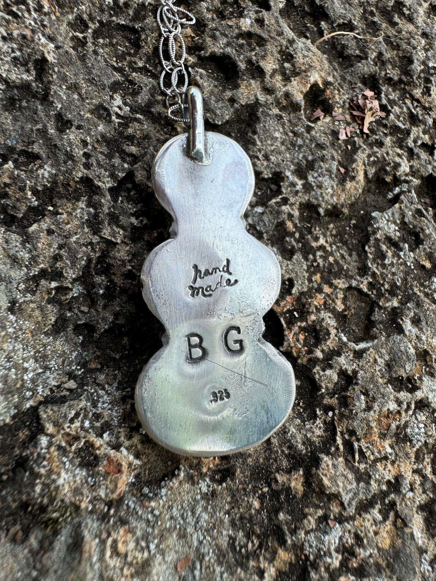 Three stone Tyrone turquoise pendant