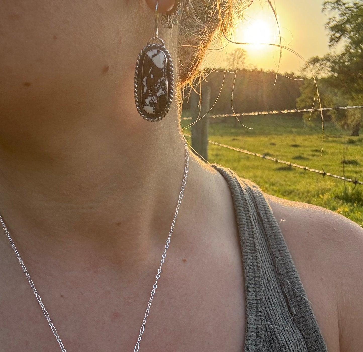 White Buffalo Turquoise Earrings