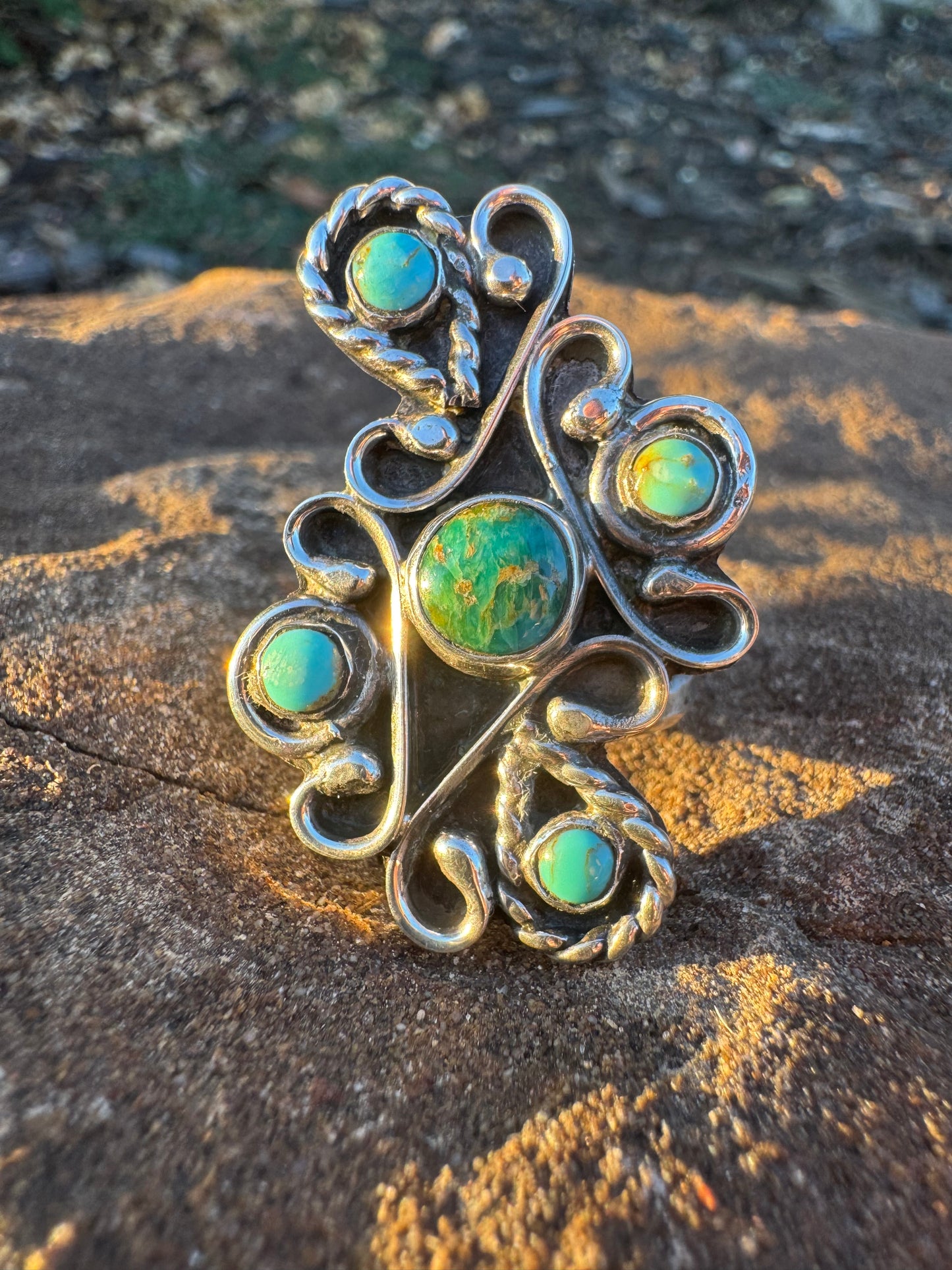 Filigree Turquoise Statement ring size 6
