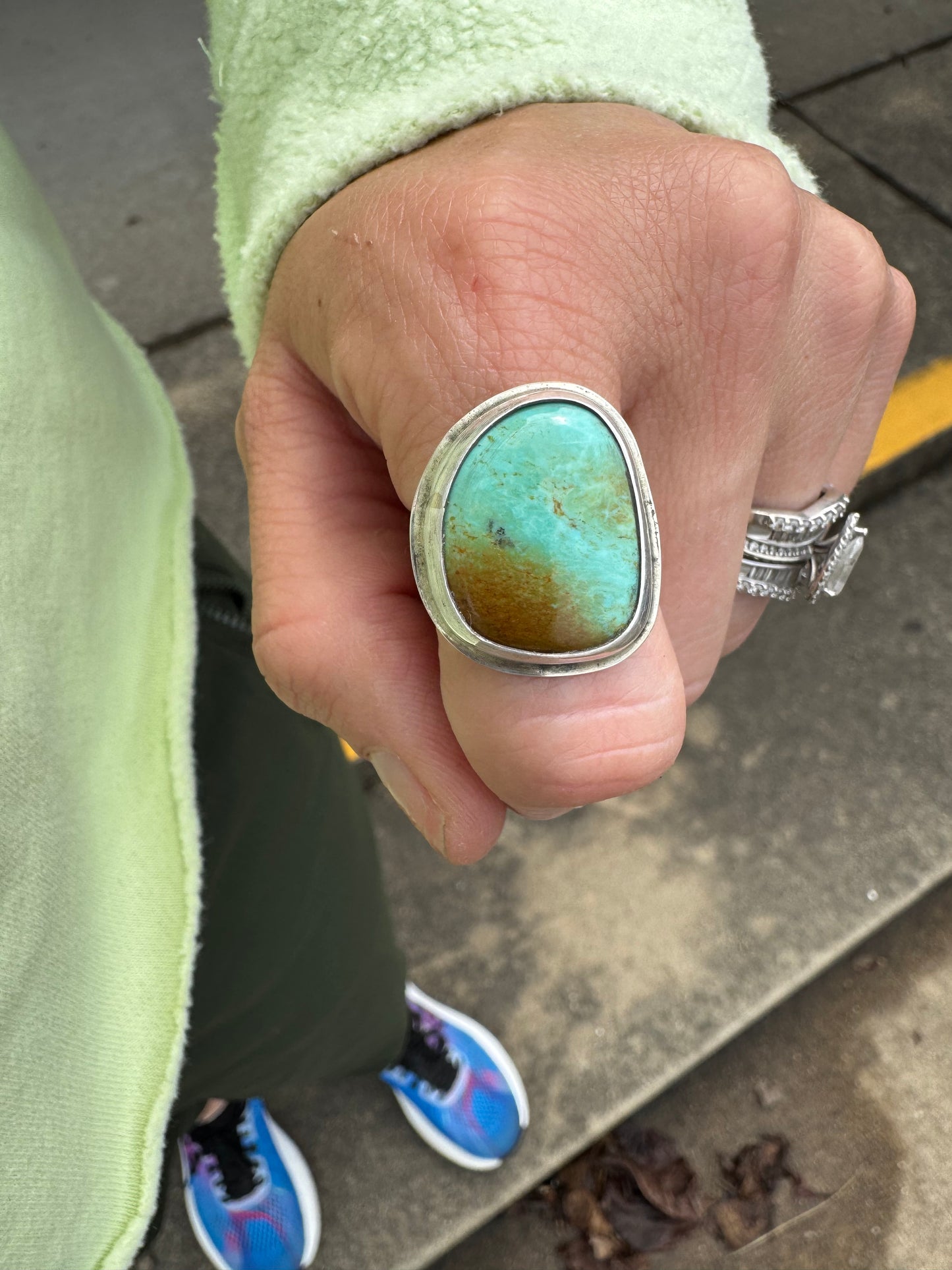Rustic turquoise ring size 8