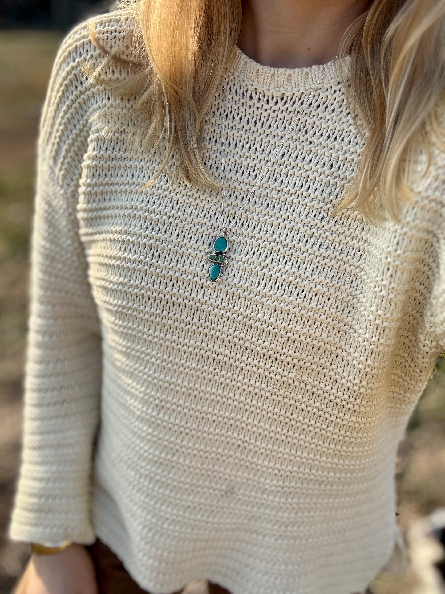 Three stone turquoise pendant