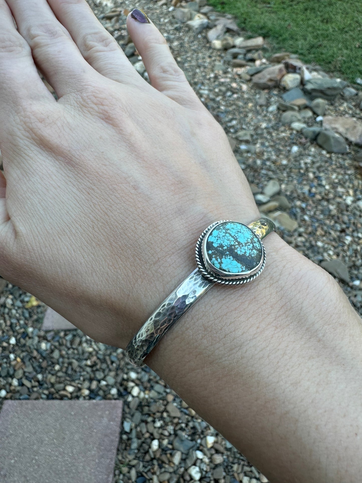 Number 8 turquoise stack cuff bracelet