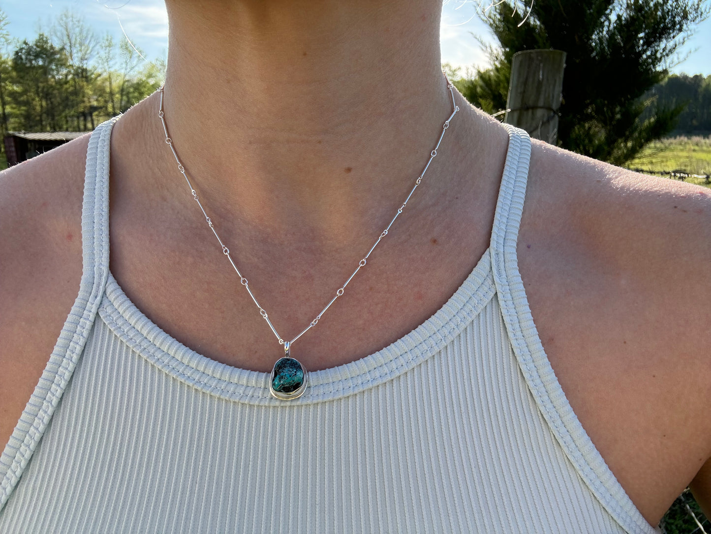 Dainty nugget turquoise pendant