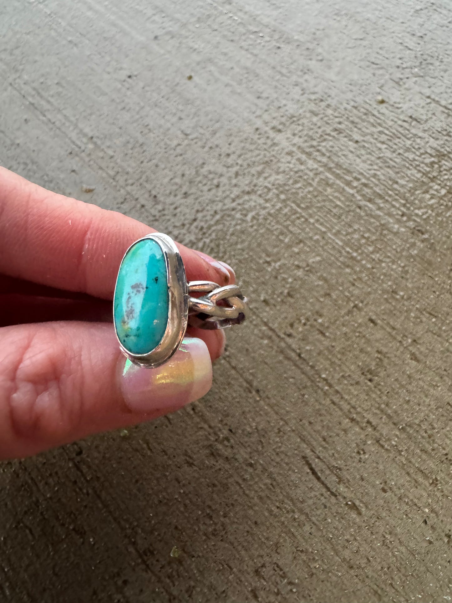 Kingman Turquoise braided ring size 7.5