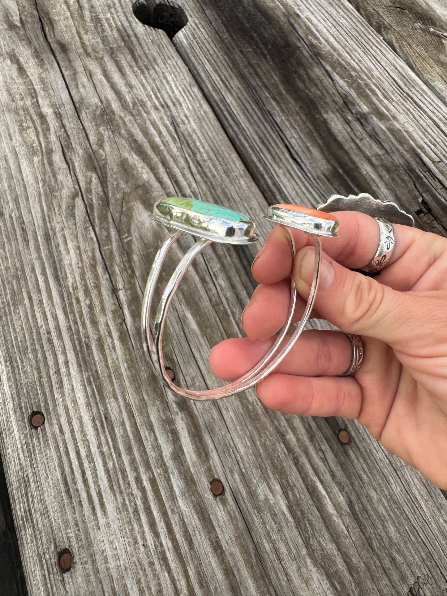 Turquoise and spiny oyster open front Cuff