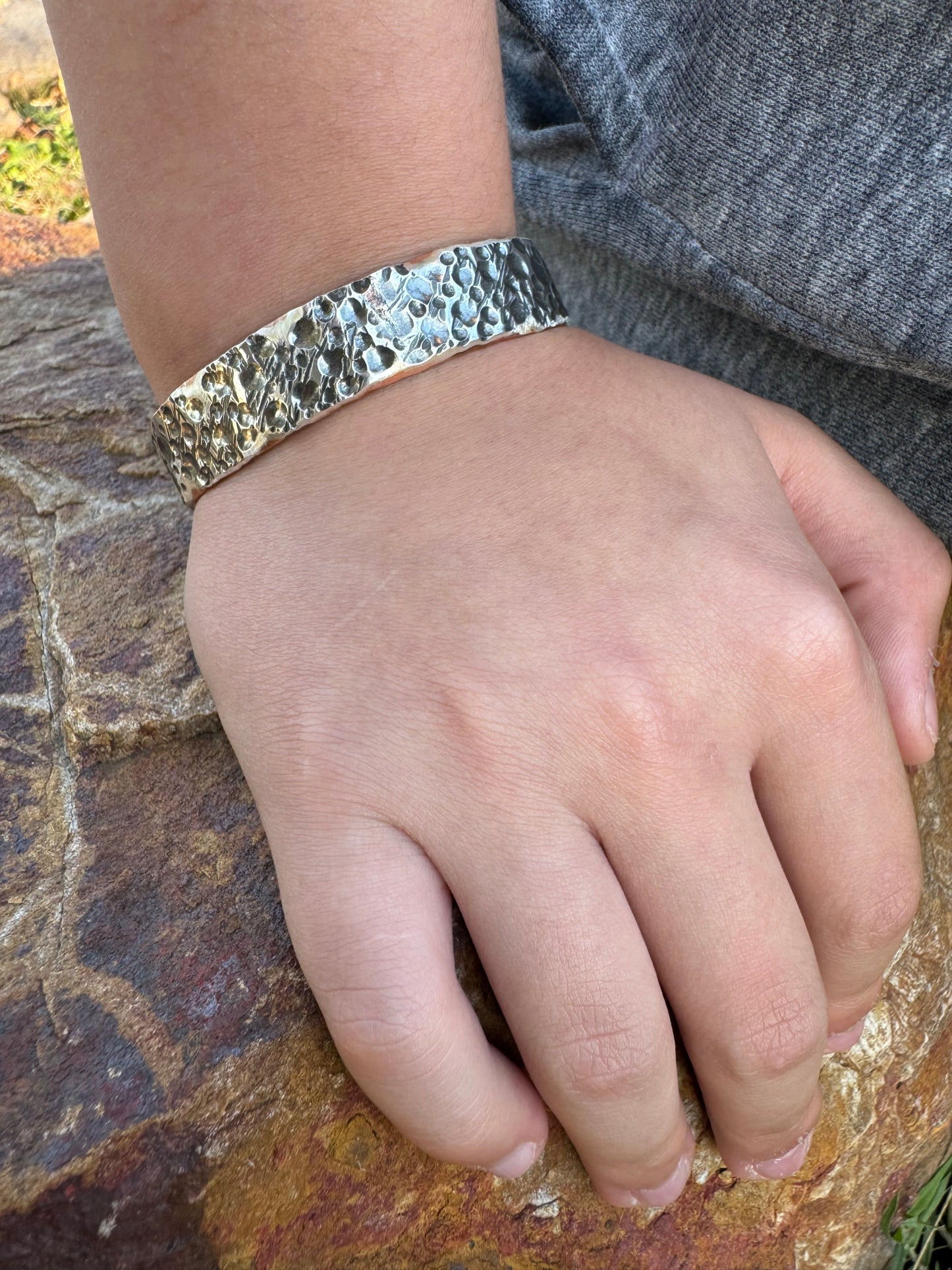 Fused silver and copper bracelet