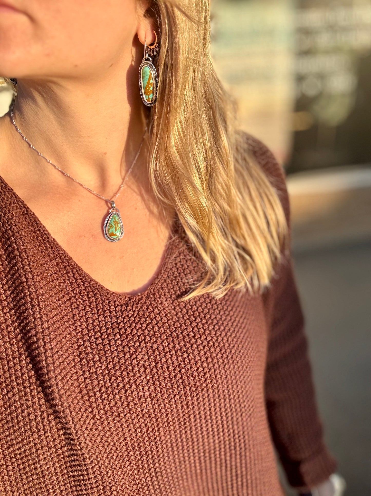 Tyrone turquoise stamped earrings