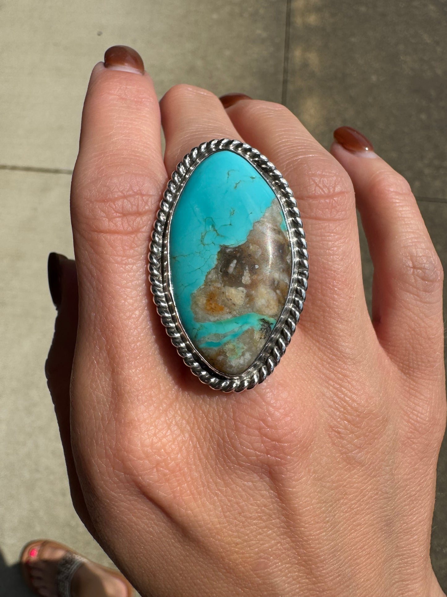 Chunky turquoise ring size 8