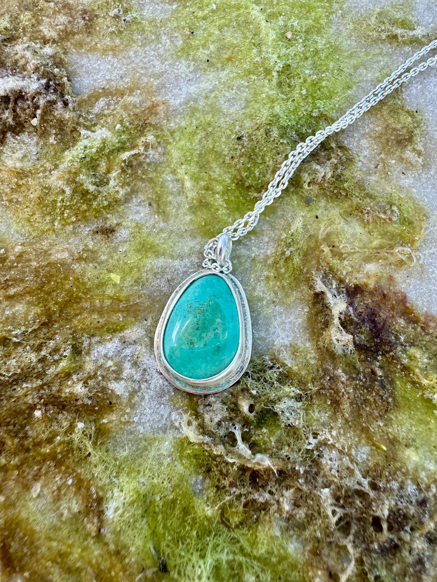Green turquoise medium sized dainty pendant