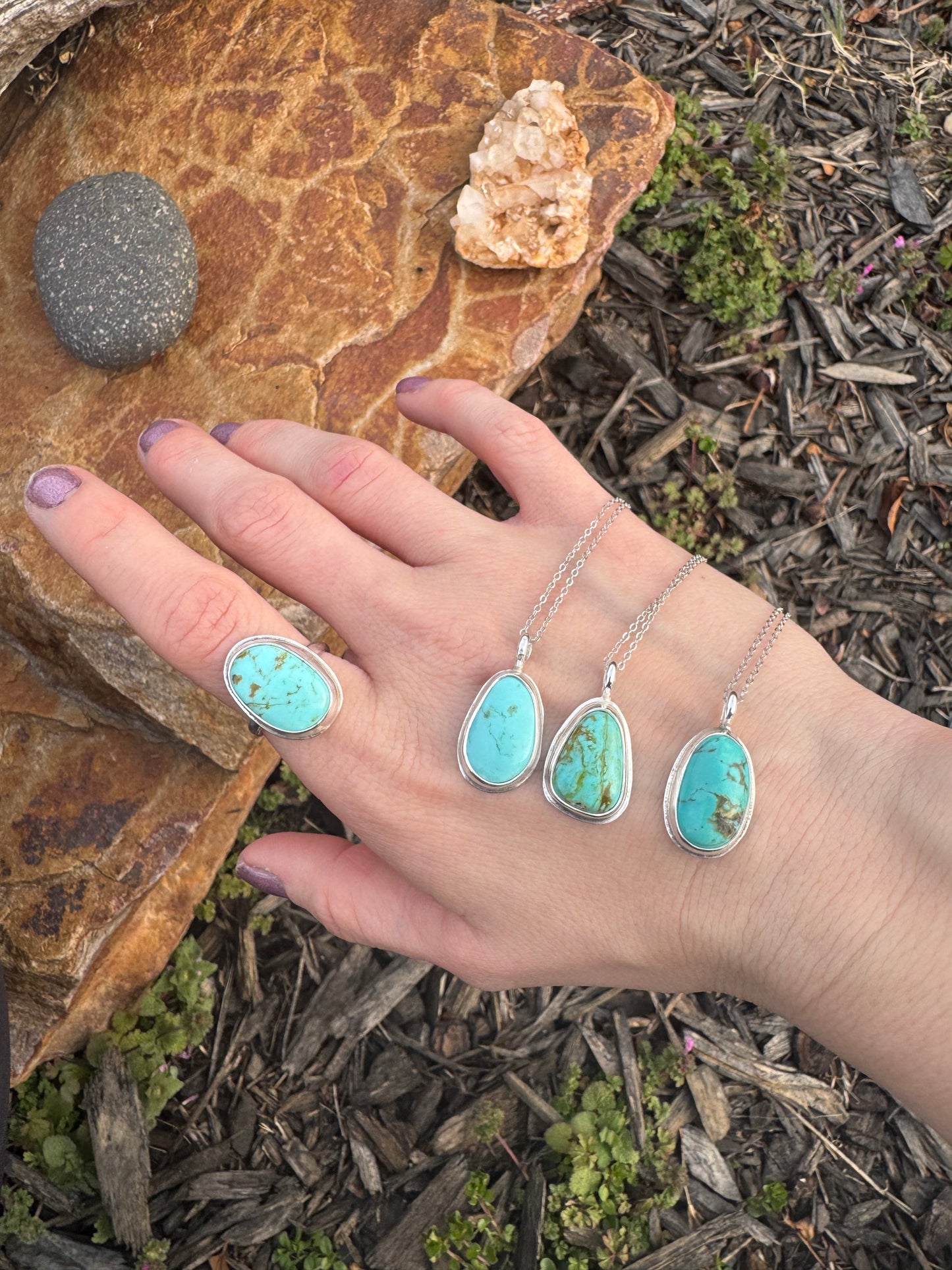 Elegant Tyrone turquoise ring size 7